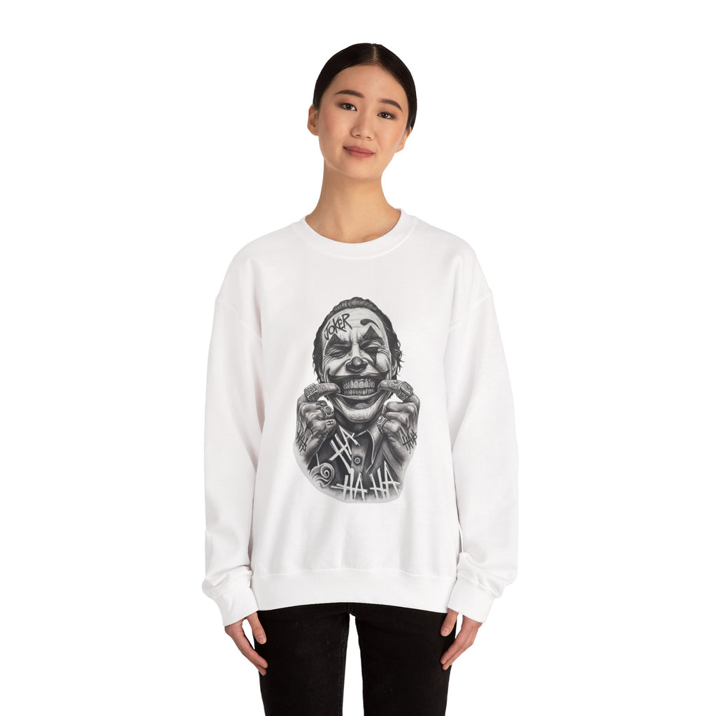 Joker Smile Crewneck Sweatshirt — Grinning Clown Graphic Pullover