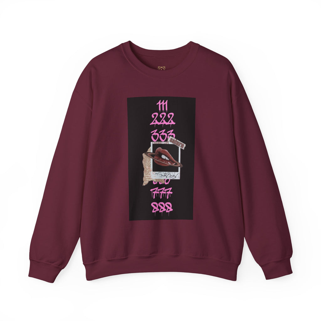 Crewneck Sweatshirt — Vintage Phone Collage with Pink Numbers & 'LEGACIESS' Back Logo