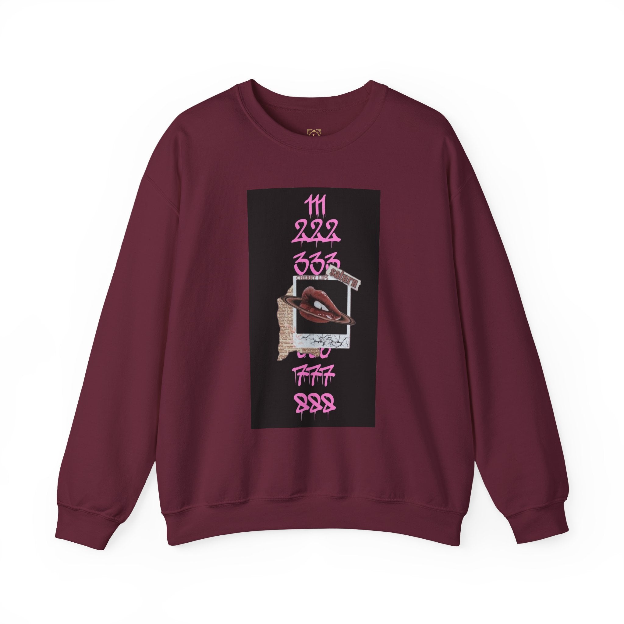 Crewneck Sweatshirt — Vintage Phone Collage with Pink Numbers & 'LEGACIESS' Back Logo