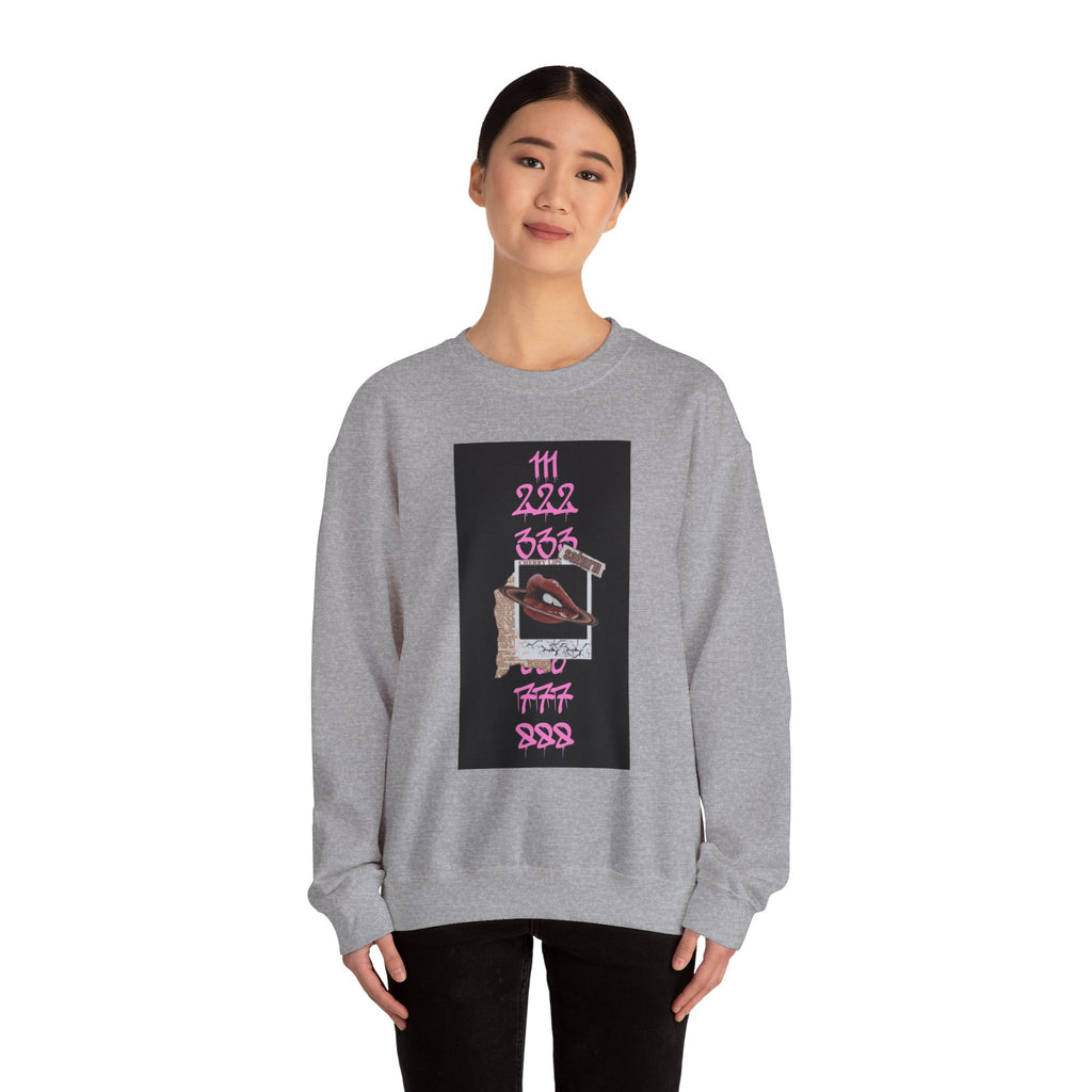 Crewneck Sweatshirt — Vintage Phone Collage with Pink Numbers & 'LEGACIESS' Back Logo