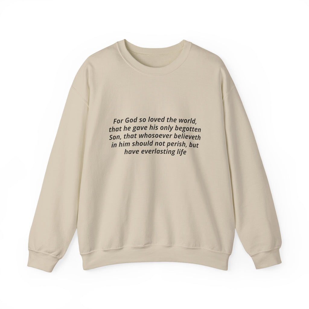 Christian Crewneck Sweatshirt – John 3:16 Scripture Design "Prophecy Child"
