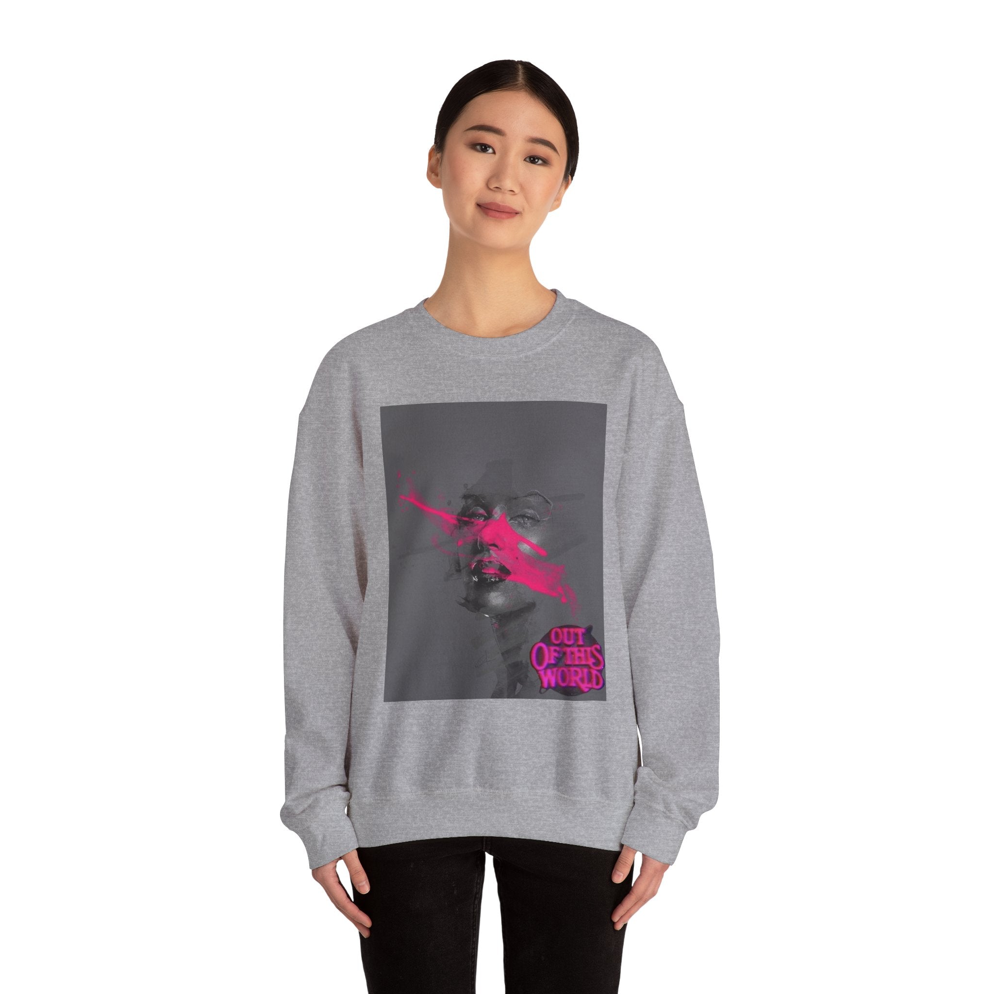 Graphic Sweatshirt — 'Out of This World' Neon Portrait Crewneck