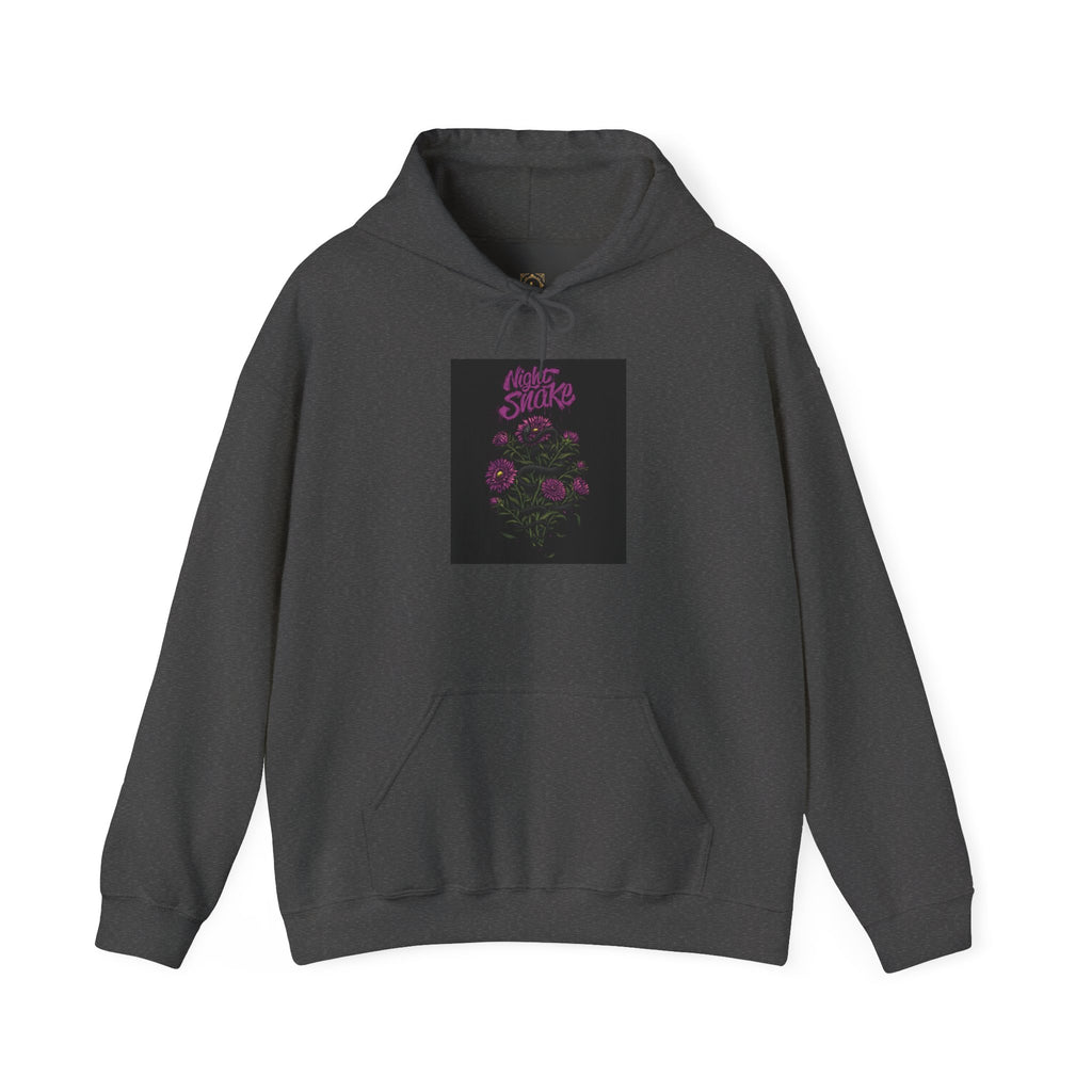 Floral Snake Hoodie — Dark Rose Garden Graphic Sweatshirt
