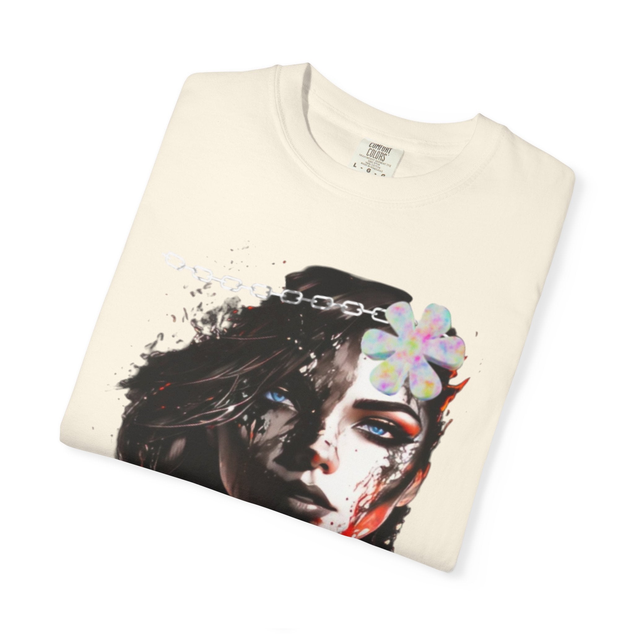 Artistic Femme Portrait T-Shirt — Watercolor Floral Face Graphic Tee