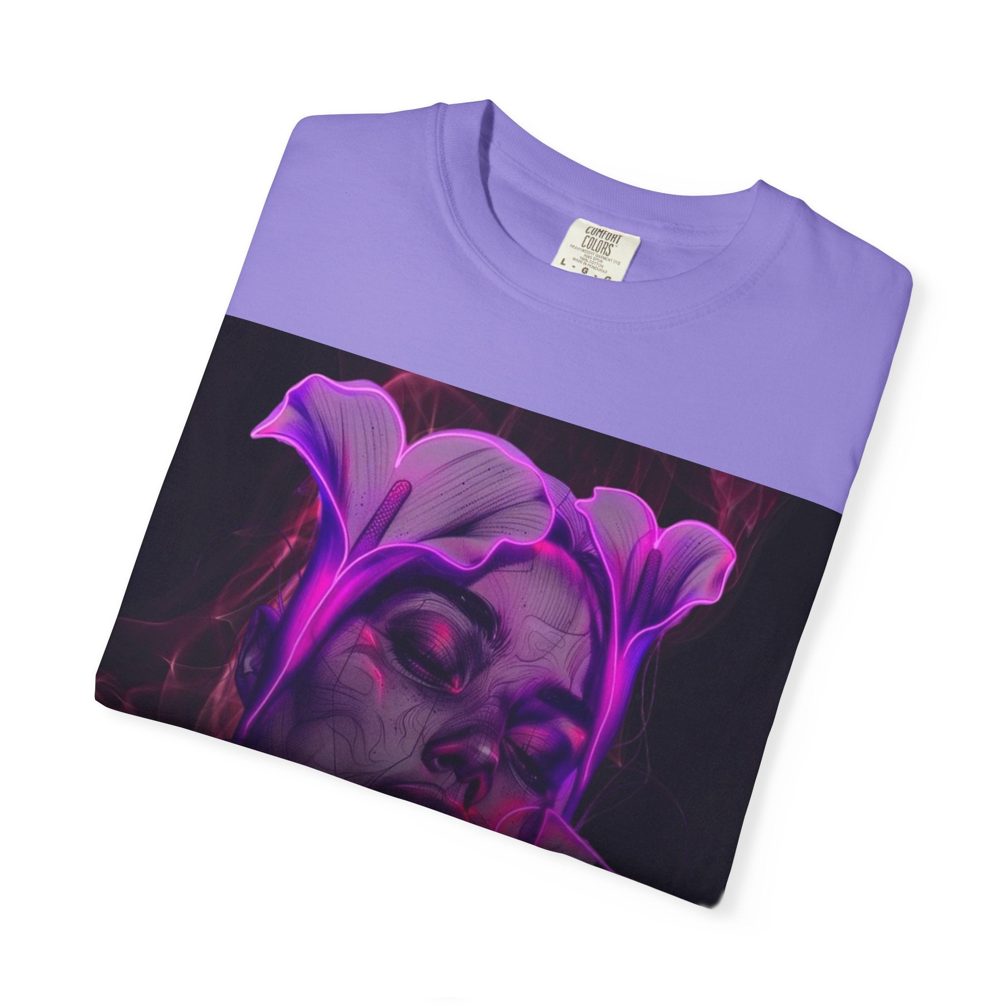 Mystic Purple Portrait T‑Shirt — Legaciess Logo Back