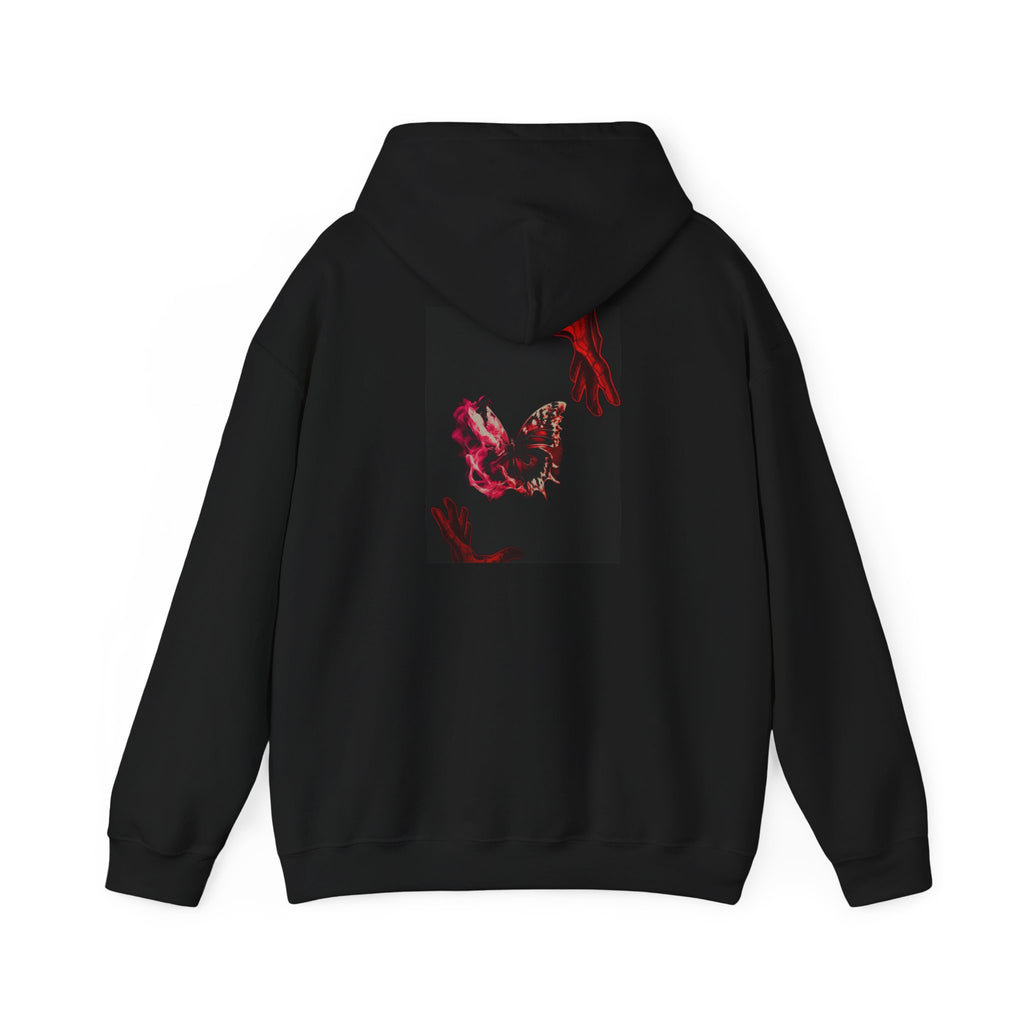 Floral Smoke Hoodie — Dark Red Rose Graphic Hooded Sweatshirt