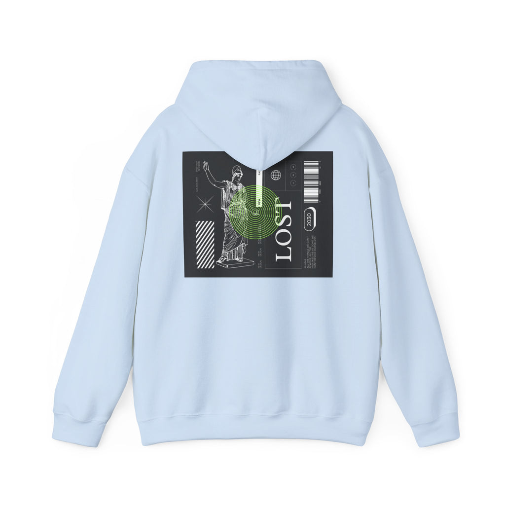 Lost World Hoodie — Vaporwave Glitch Graphic Pullover
