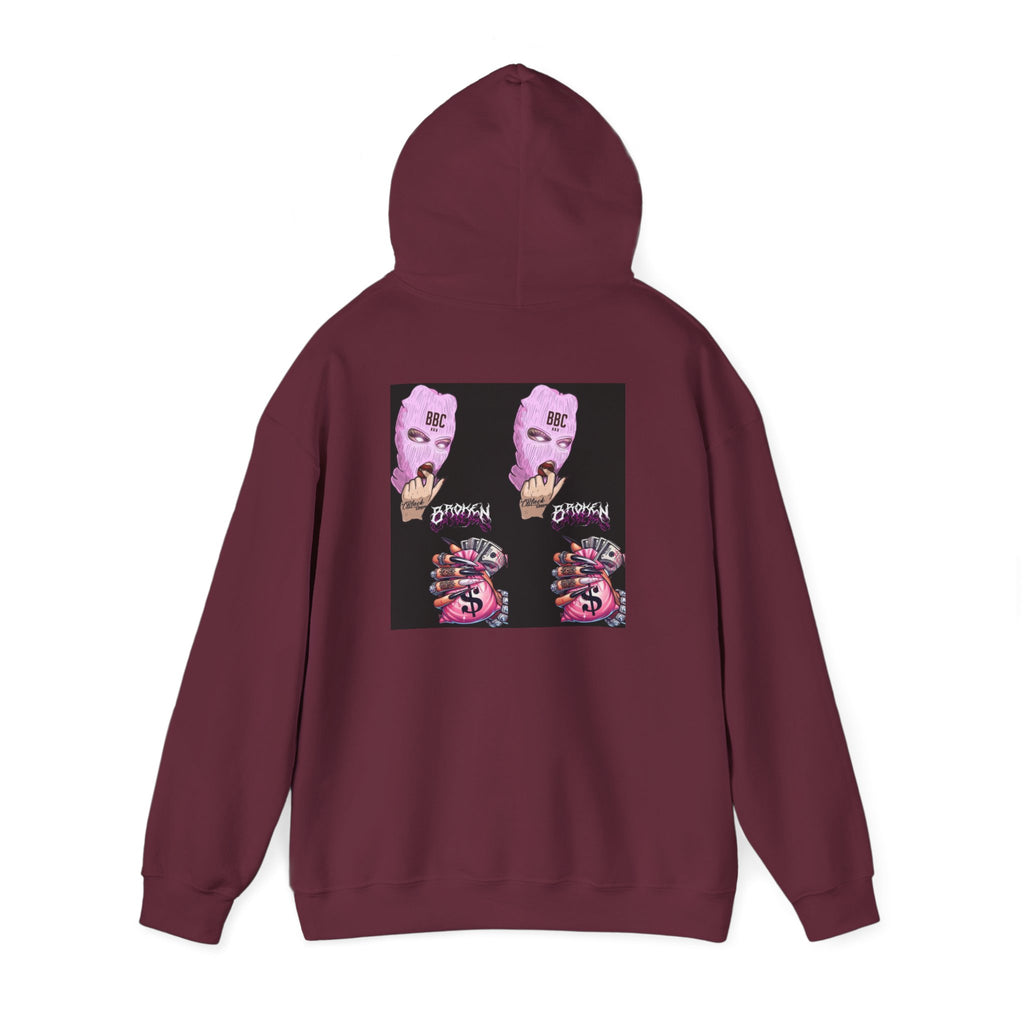Horror Collage Hoodie — Spooky Pink Skull & Claw Graphic Sweatshirt