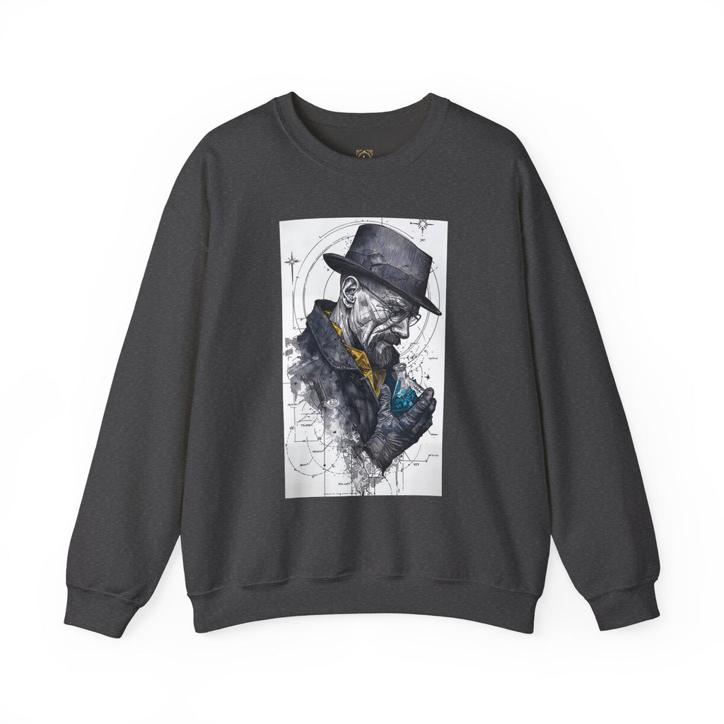 Crewneck Sweatshirt — Heisenberg Portrait with Blue Crystal Art