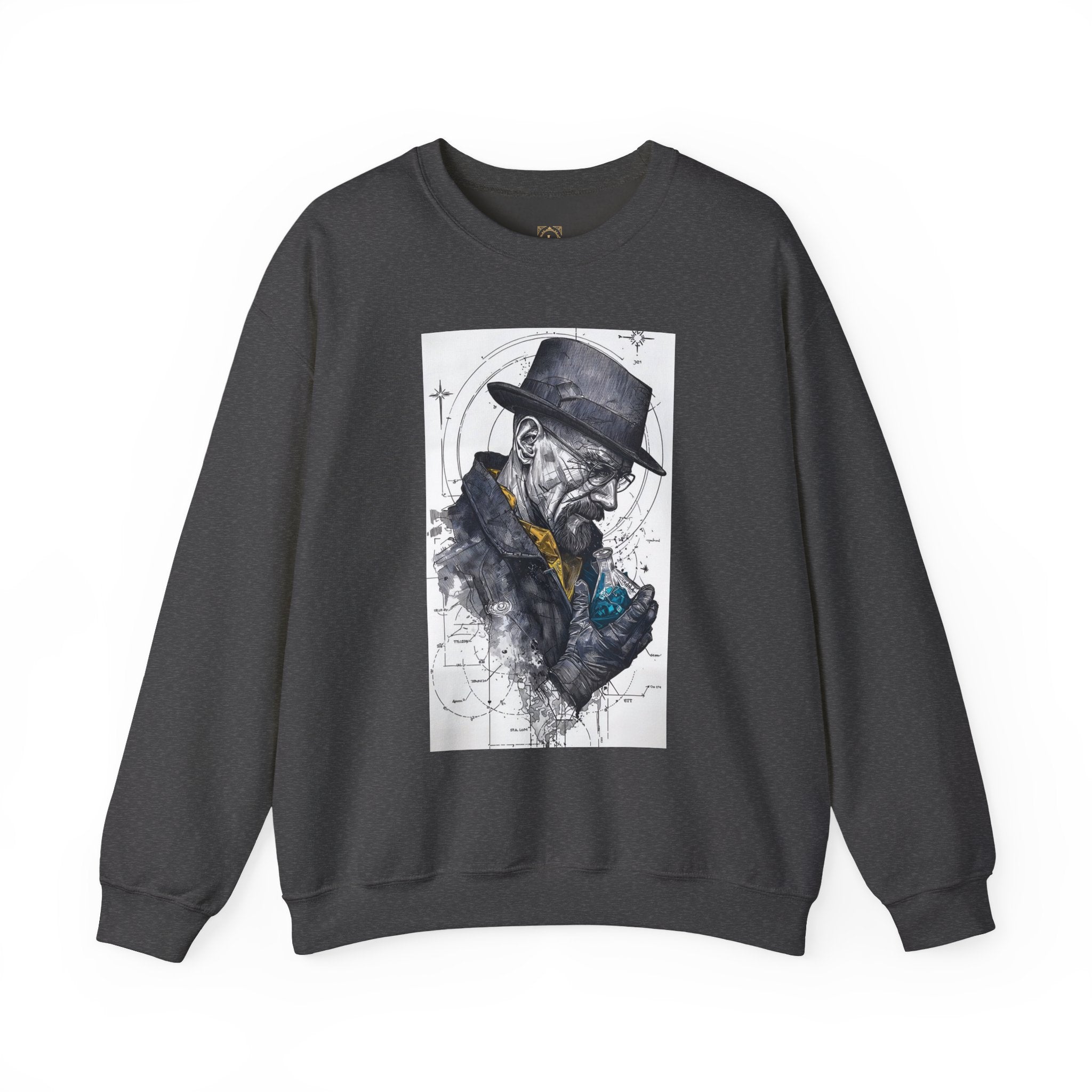 Crewneck Sweatshirt — Heisenberg Portrait with Blue Crystal Art