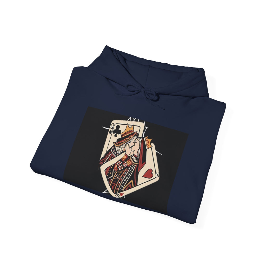 Queen of Hearts Playing Card Hoodie — Vintage Tattoo Style Card Art