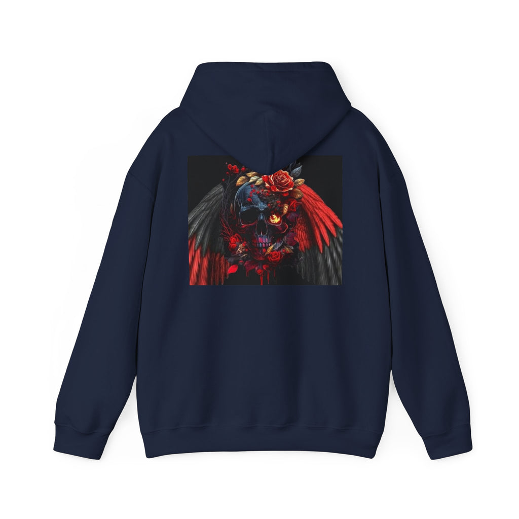Skull Rose Wings Hoodie — Gothic Floral Skull Pullover