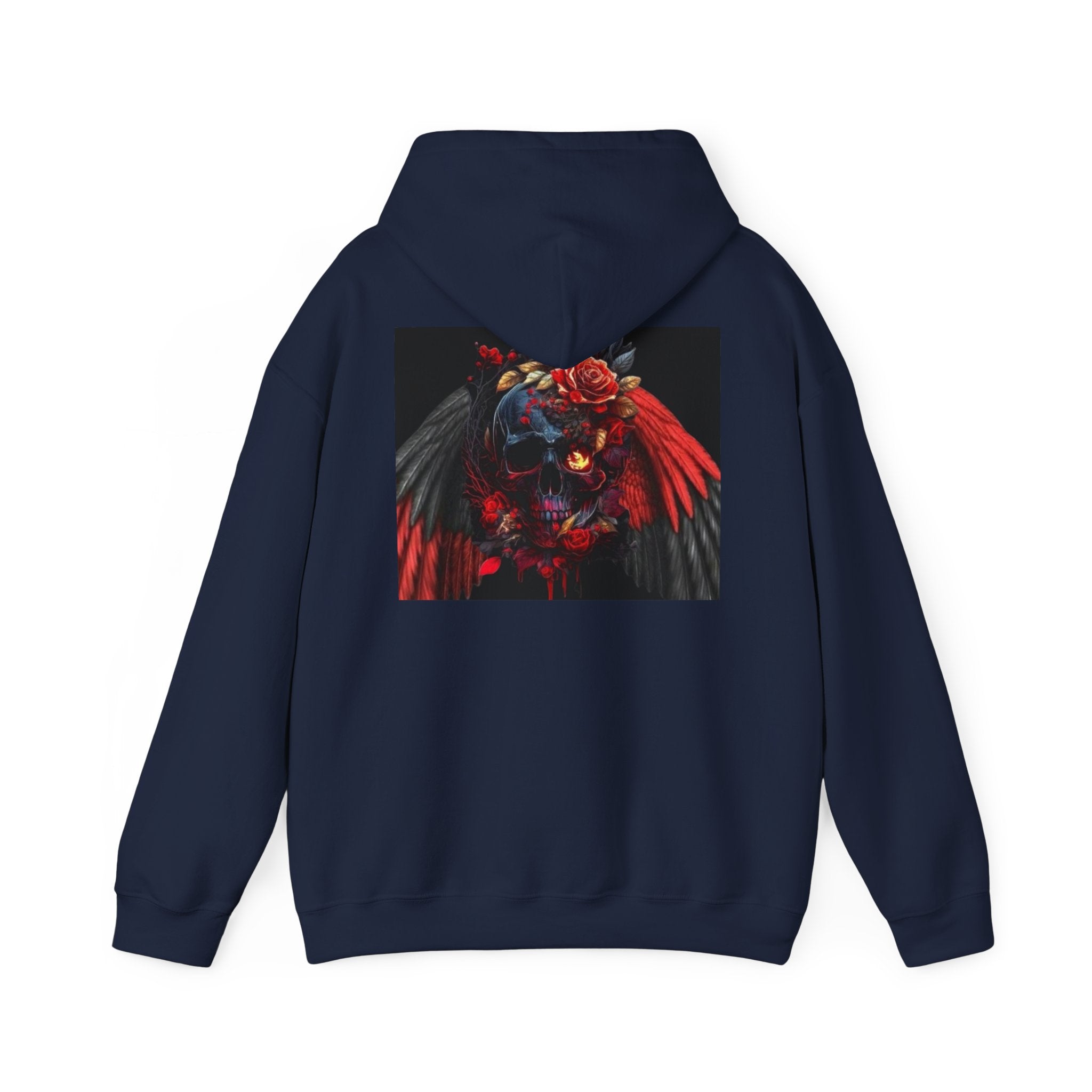 Skull Rose Wings Hoodie — Gothic Floral Skull Pullover
