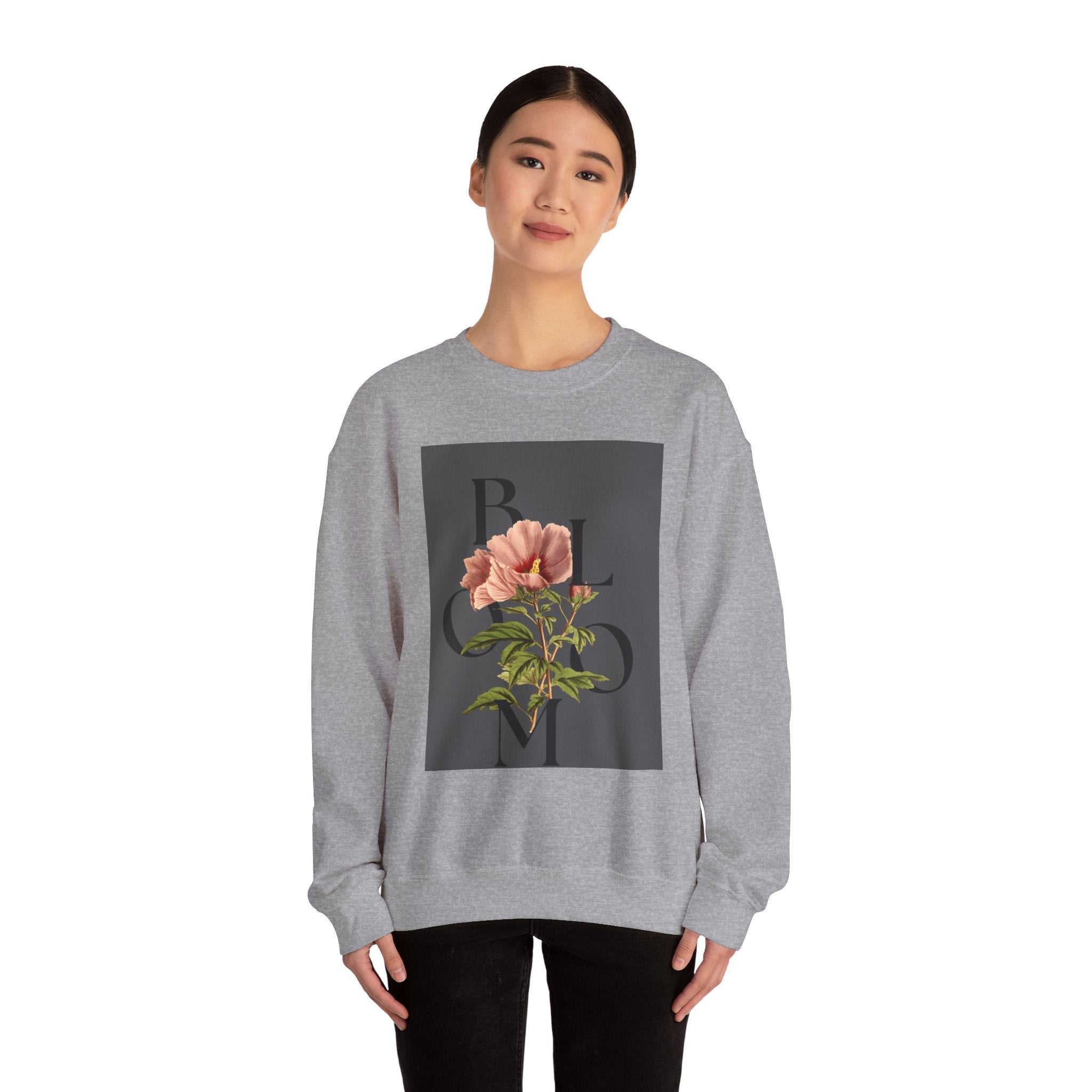 Floral Bloom Sweatshirt — Vintage Pink Flower Graphic Crewneck