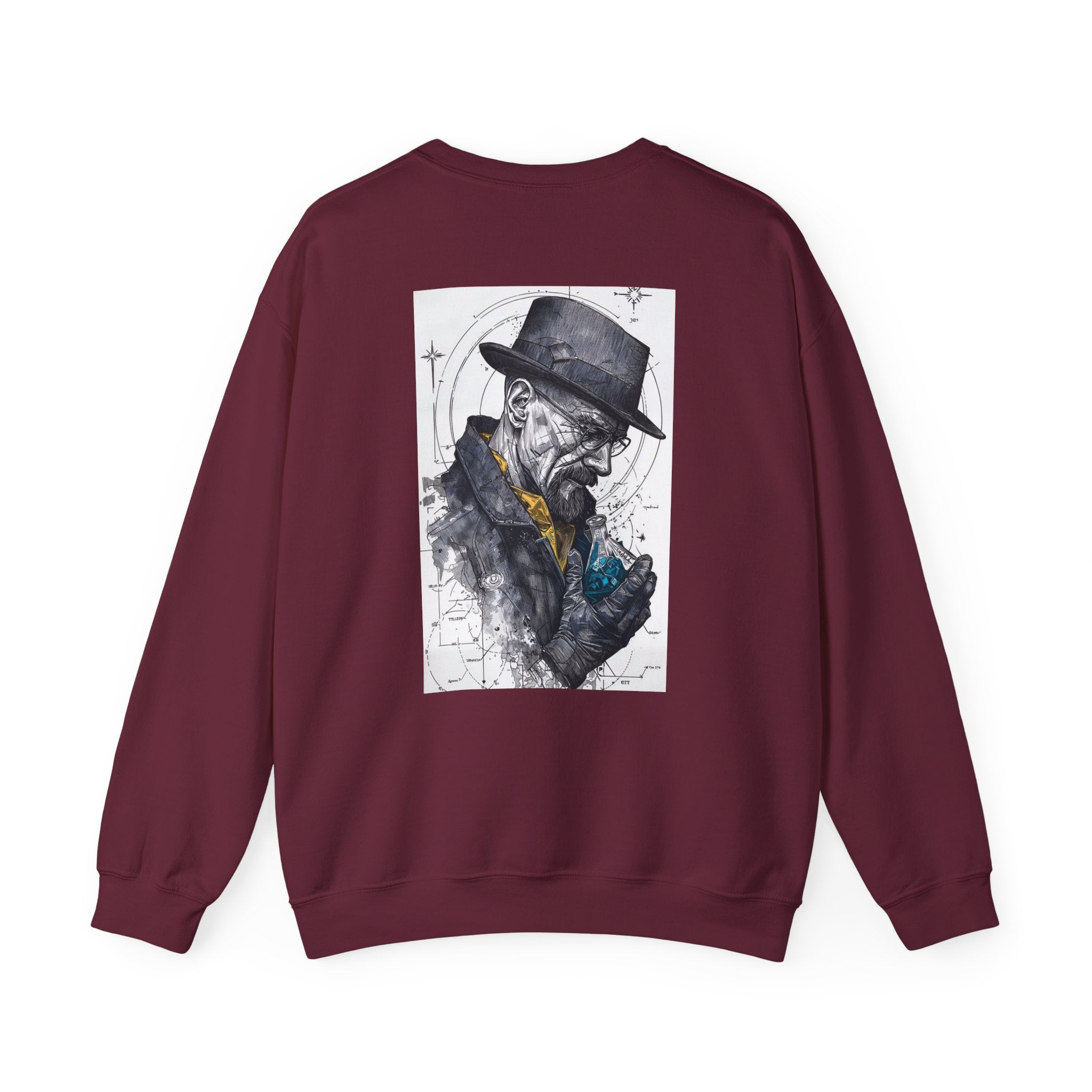 Crewneck Sweatshirt — Heisenberg Portrait with Blue Crystal Art
