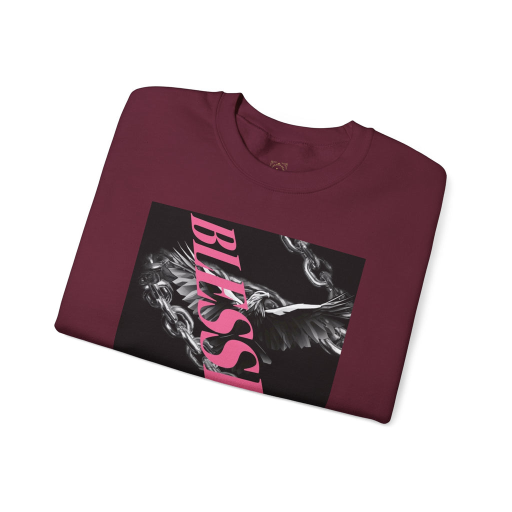Blessed Crewneck Sweatshirt — Pink Script Floral Graphic