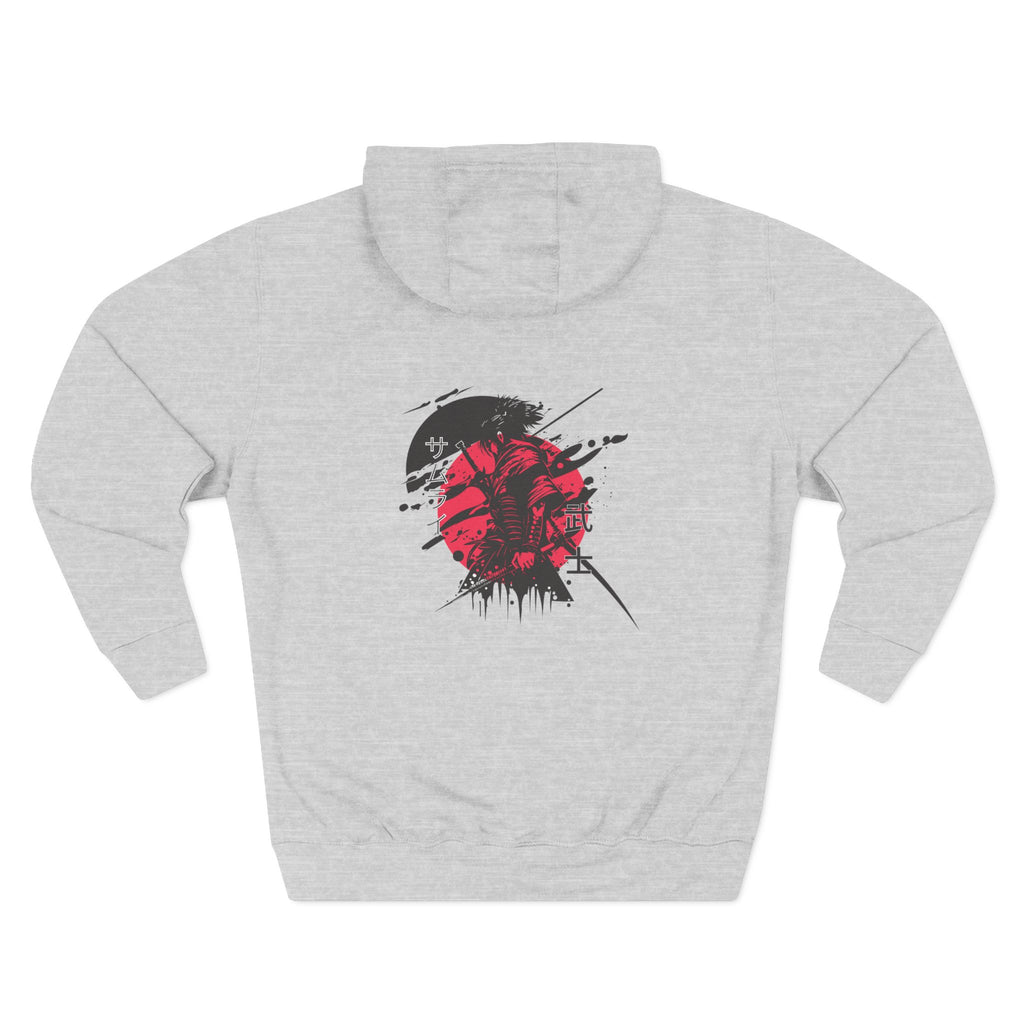 Grunge Rising Hoodie — Red Sun Graphic Fleece Hoodie
