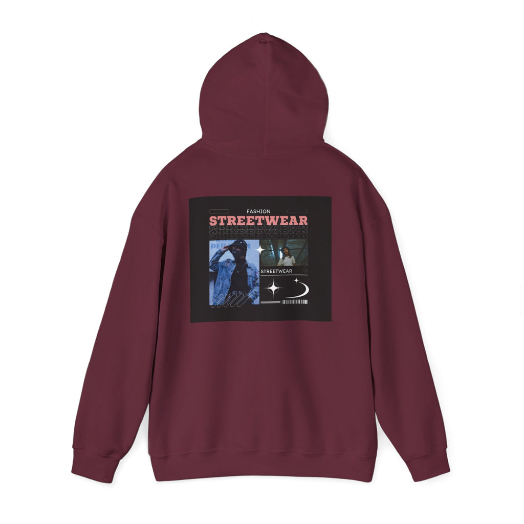 Streetwear Graphic Hoodie — Vintage Noir Collage "STREETWEAR" Design