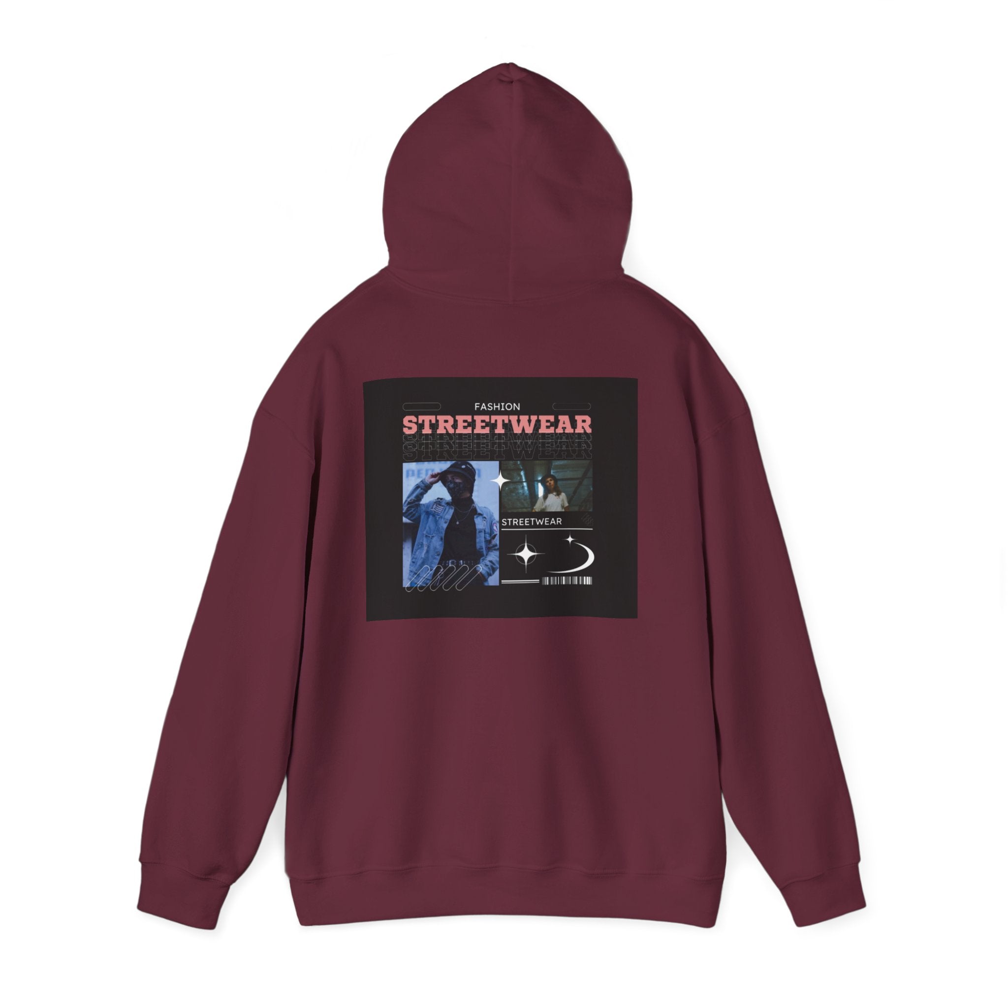 Streetwear Graphic Hoodie — Vintage Noir Collage "STREETWEAR" Design