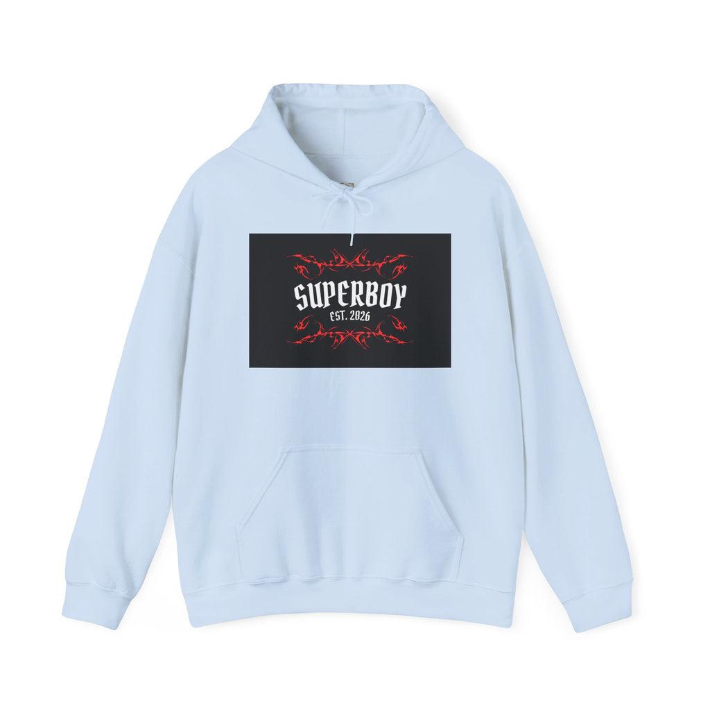 Superboy Hoodie — Vintage Crest 'Superboy Est. 2026' Graphic Pullover