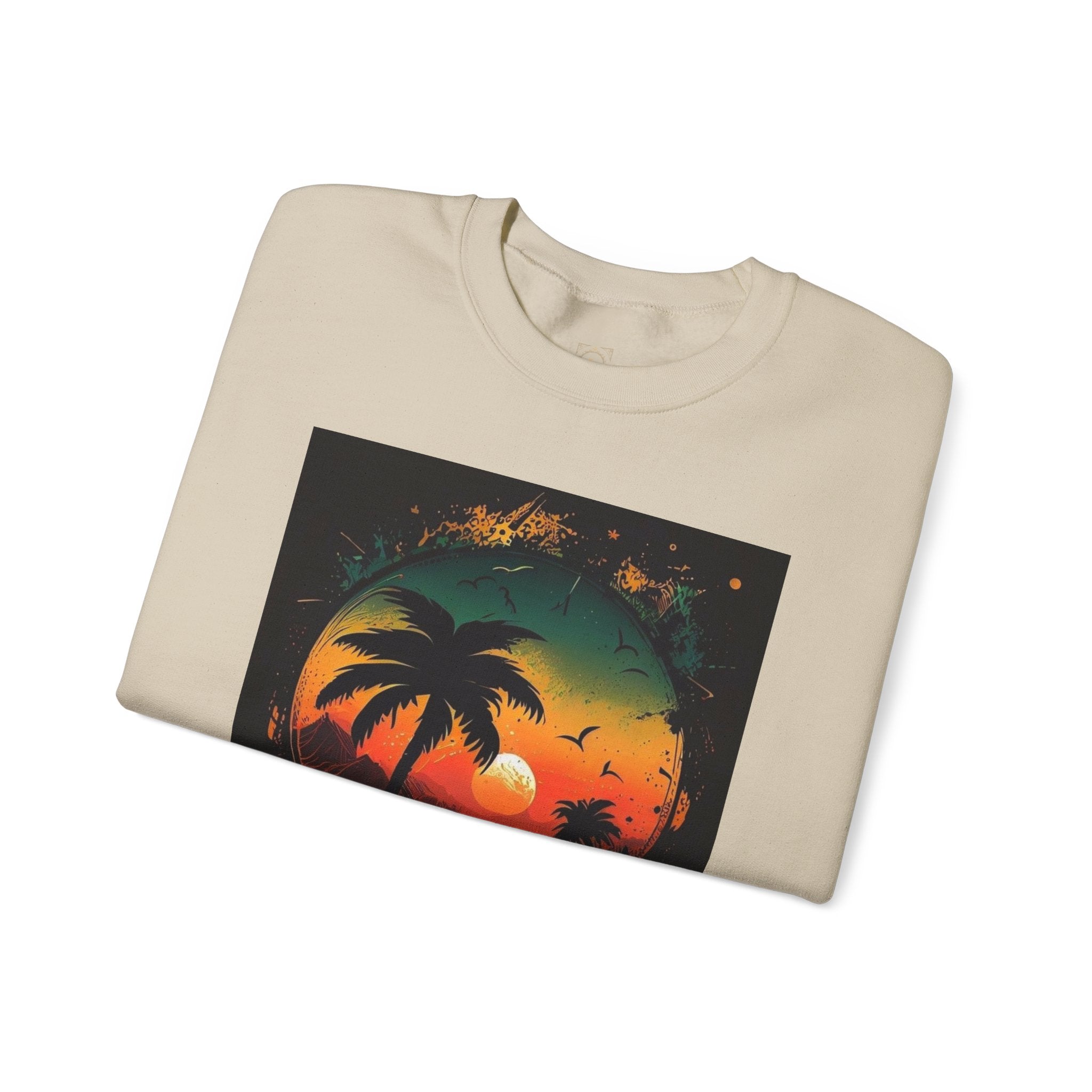 Sunset Island Sweatshirt — Tropical Palm Sunset Crewneck