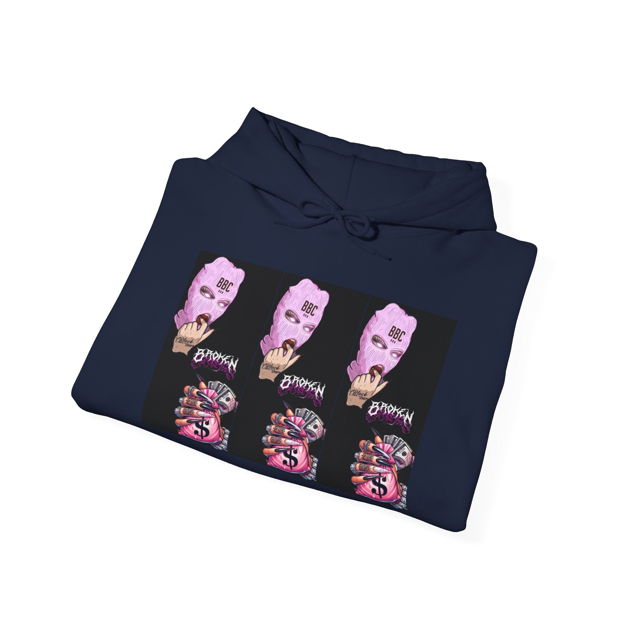 Horror Collage Hoodie — Spooky Pink Skull & Claw Graphic Sweatshirt