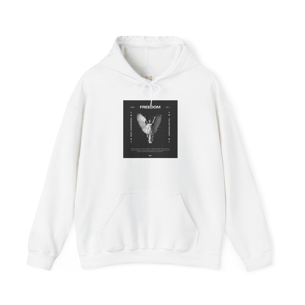 Freedom Angel Hoodie — Gothic Black & White Angel Wings Sweatshirt