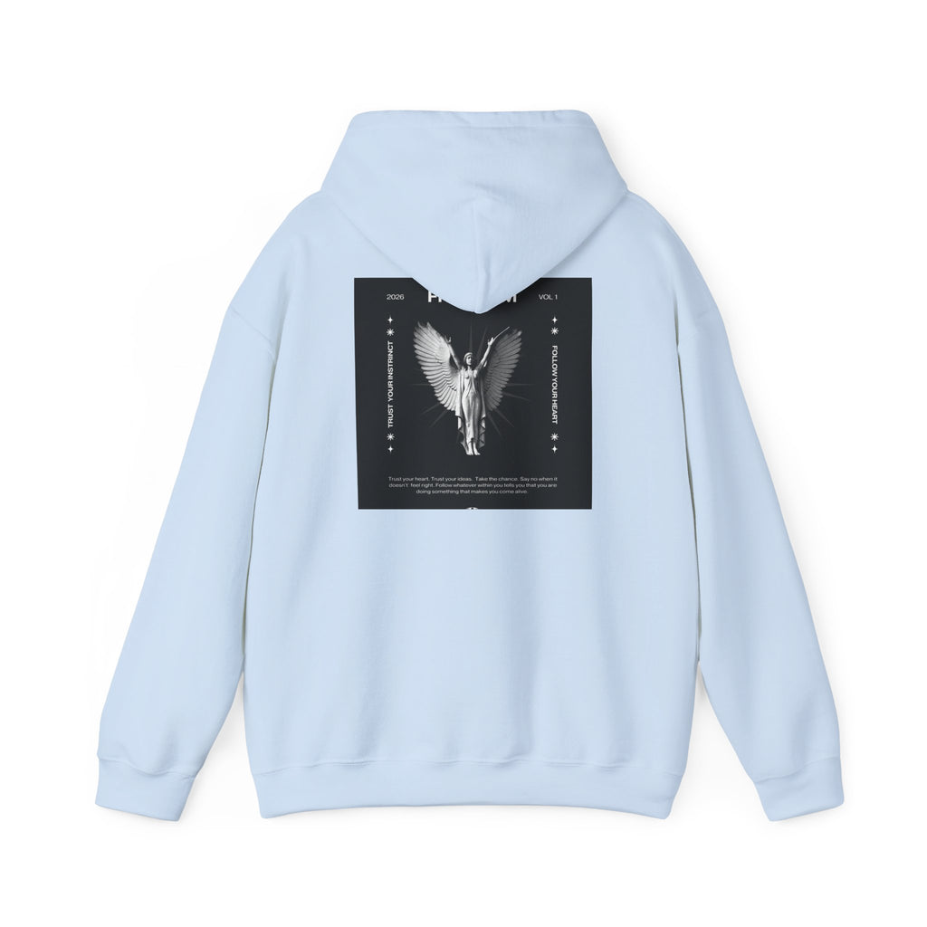 Freedom Angel Hoodie — Gothic Black & White Angel Wings Sweatshirt