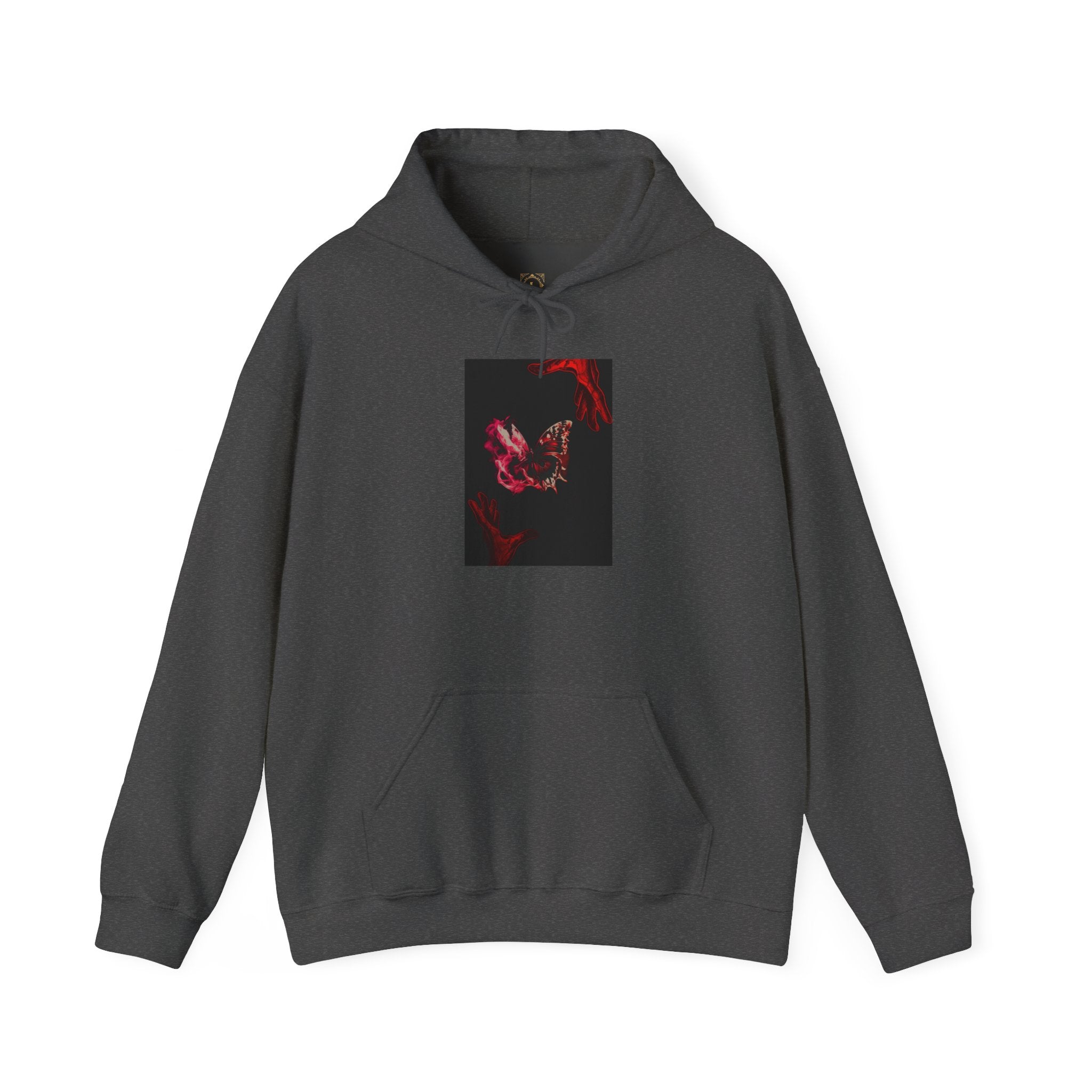 Floral Smoke Hoodie — Dark Red Rose Graphic Hooded Sweatshirt