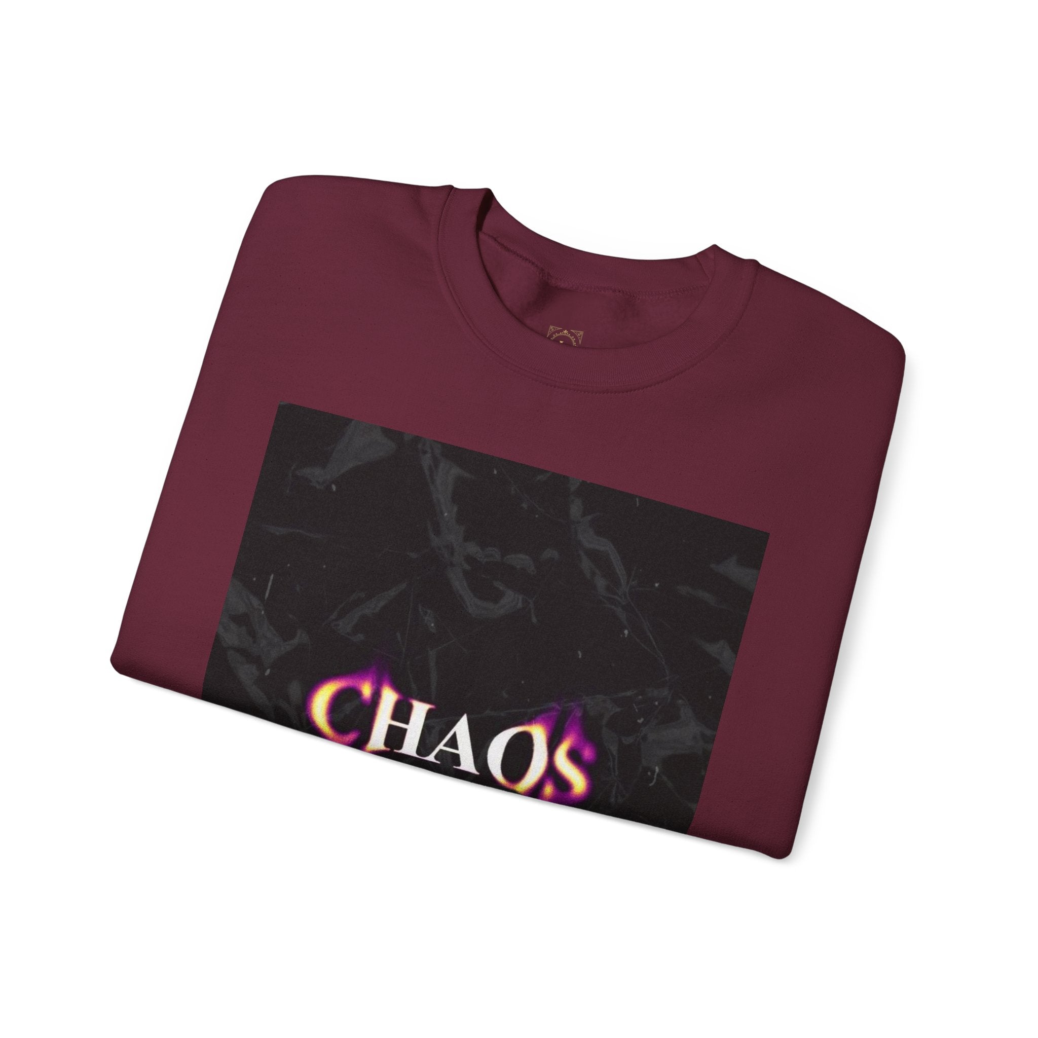 Chaos Graphic Crewneck Sweatshirt — "CHAOS in my mind" Gothic Wing Design