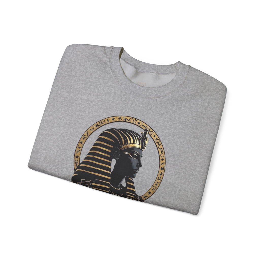 Egyptian Pharaoh Crewneck Sweatshirt — Gold & Black Tutankhamun Profile