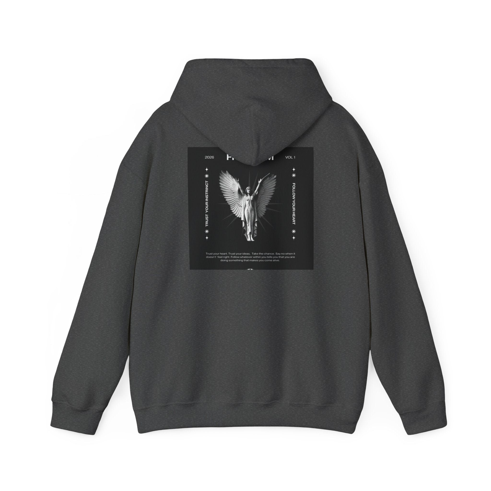Freedom Angel Hoodie — Gothic Black & White Angel Wings Sweatshirt