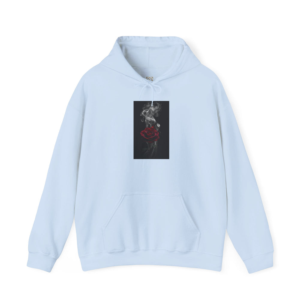 Smoky Red Rose Hoodie — Gothic Floral Hooded Sweatshirt