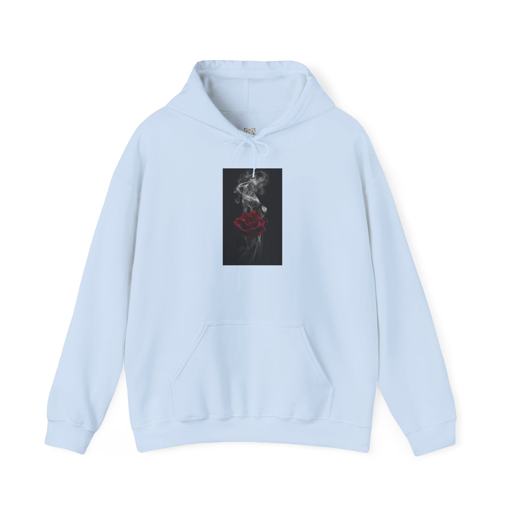 Smoky Red Rose Hoodie — Gothic Floral Hooded Sweatshirt