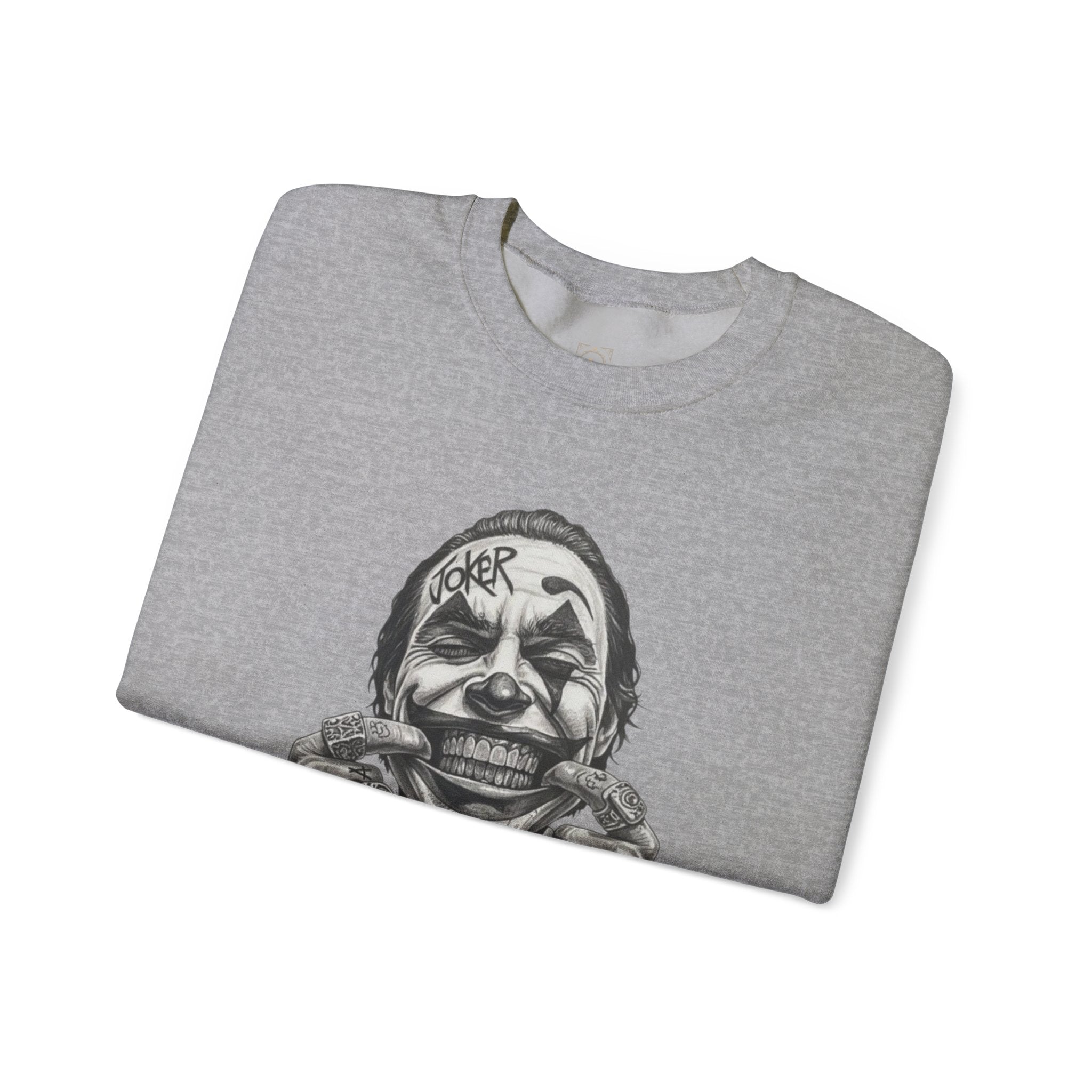 Joker Smile Crewneck Sweatshirt — Grinning Clown Graphic Pullover
