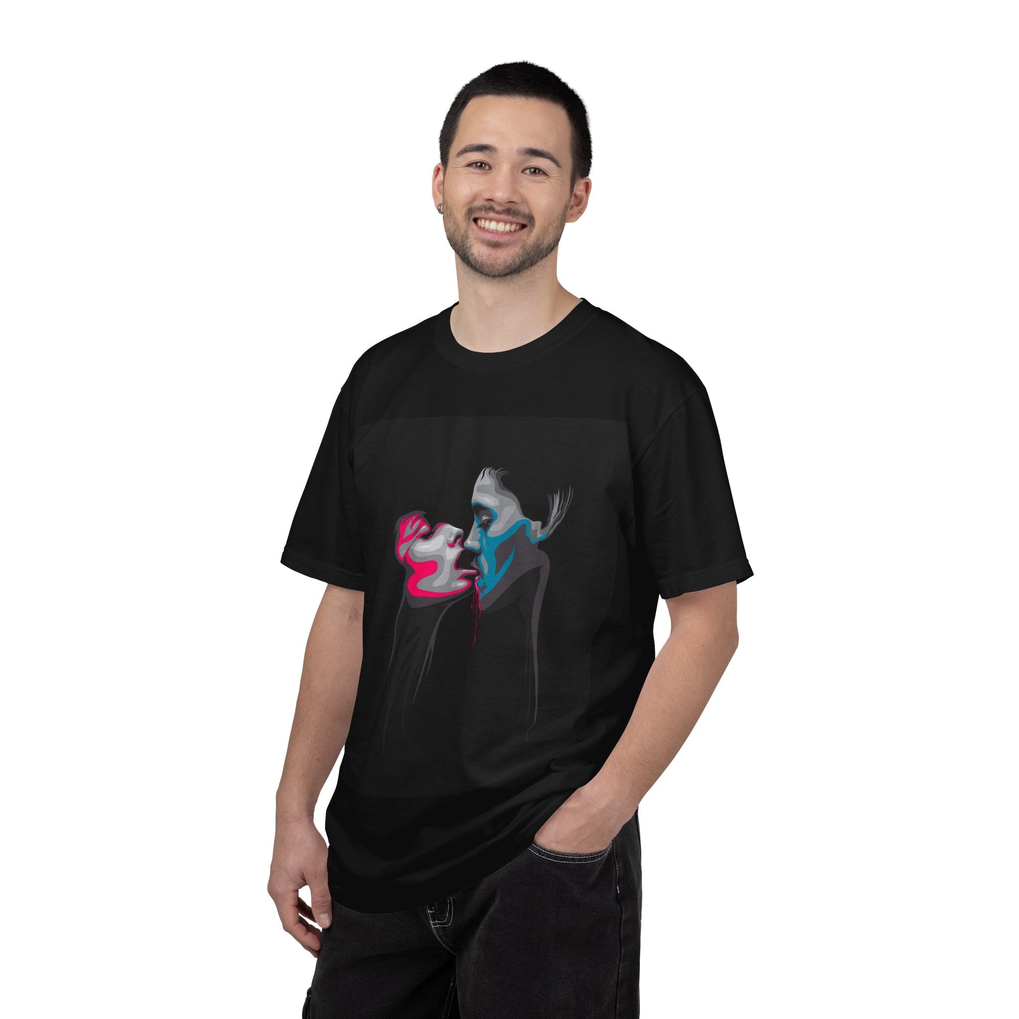 Abstract Neon Kiss T-Shirt — 'Legaciess' Back Logo Graphic Tee