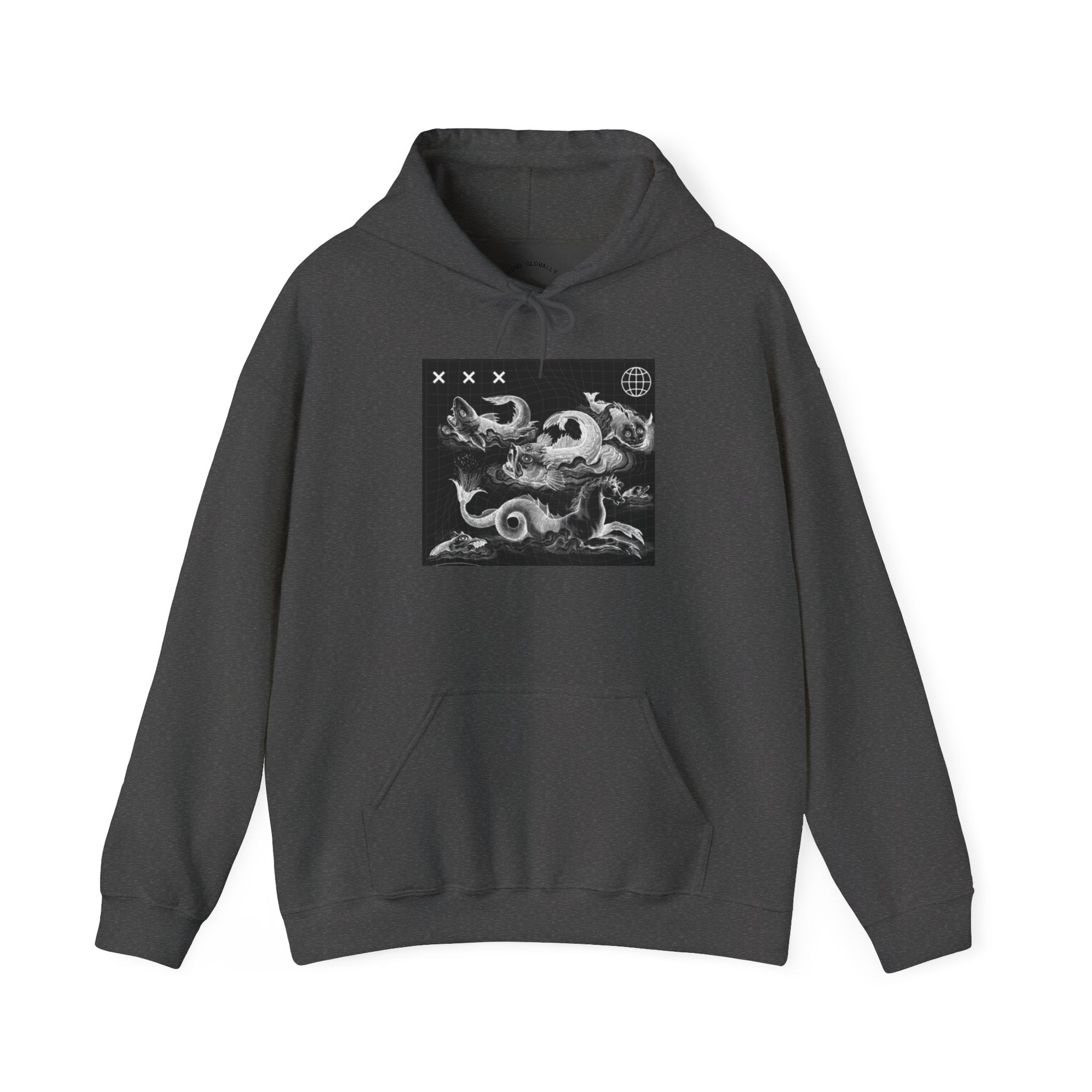 Skull Waves Hoodie — Gothic Nautical Skull Graphic Pullover
