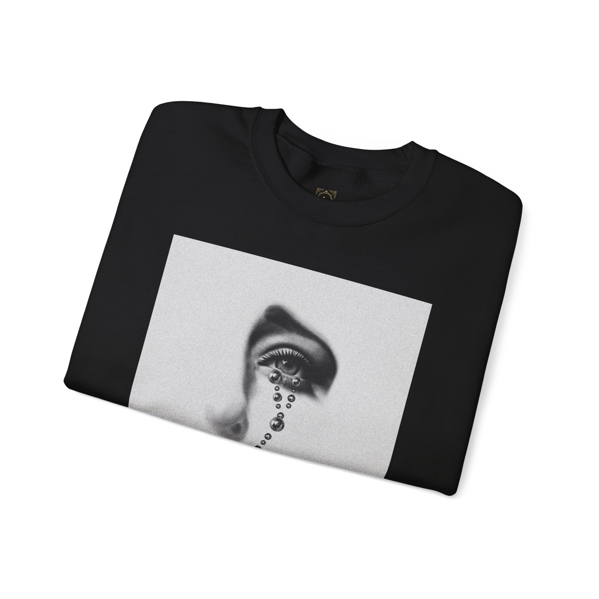 Rosary Tear Crewneck Sweatshirt — Gothic Eye & Cross Graphic
