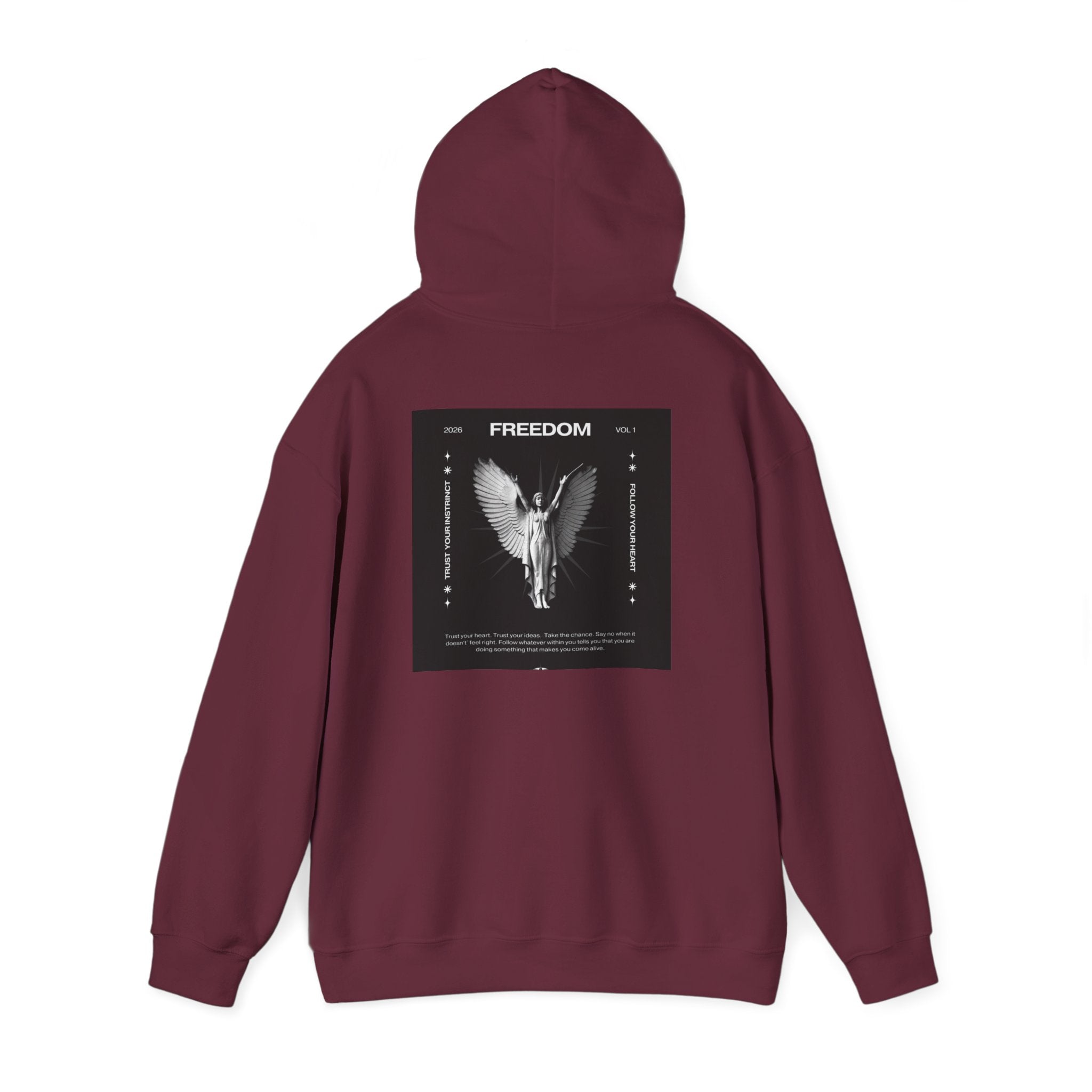 Freedom Angel Hoodie — Gothic Black & White Angel Wings Sweatshirt