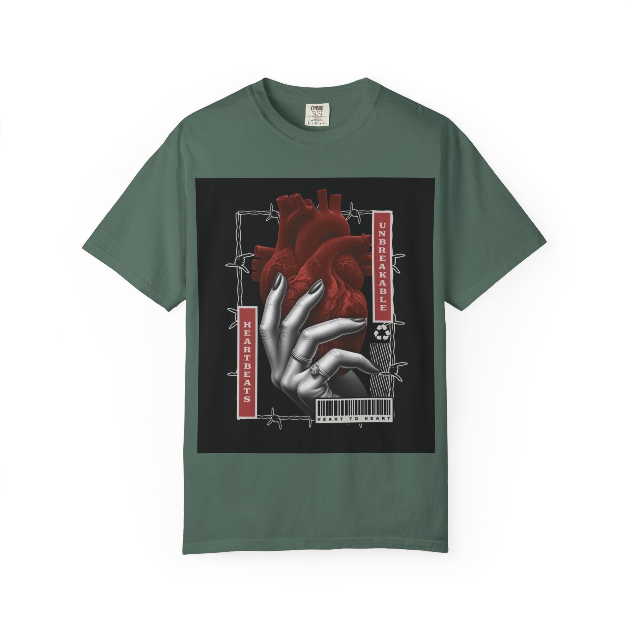 Graphic Heart & Hand T‑Shirt — 'Heartbeat' Gothic Streetwear Tee