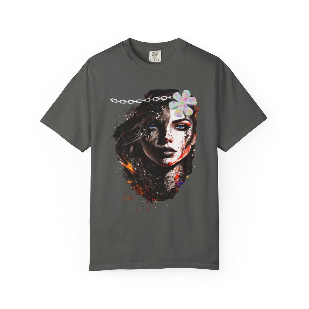 Artistic Femme Portrait T-Shirt — Watercolor Floral Face Graphic Tee