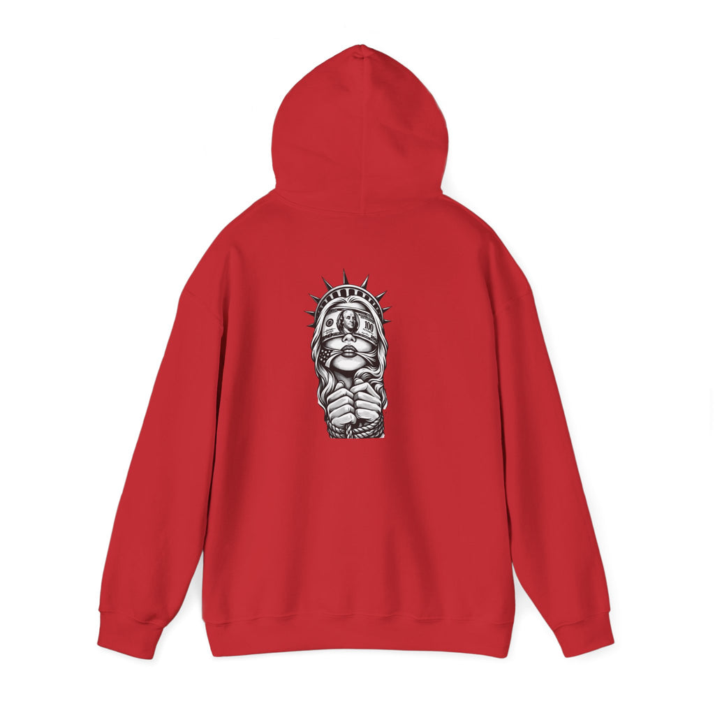 Statue of Liberty Prayer Hands Hoodie — Gothic Liberty Graphic Sweatshirt