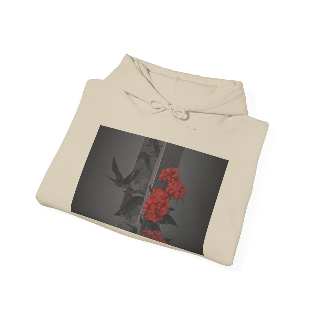 Floral Noir Hoodie — Red Roses on Dark Background