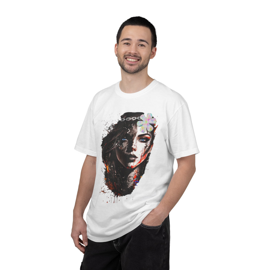 Artistic Femme Portrait T-Shirt — Watercolor Floral Face Graphic Tee