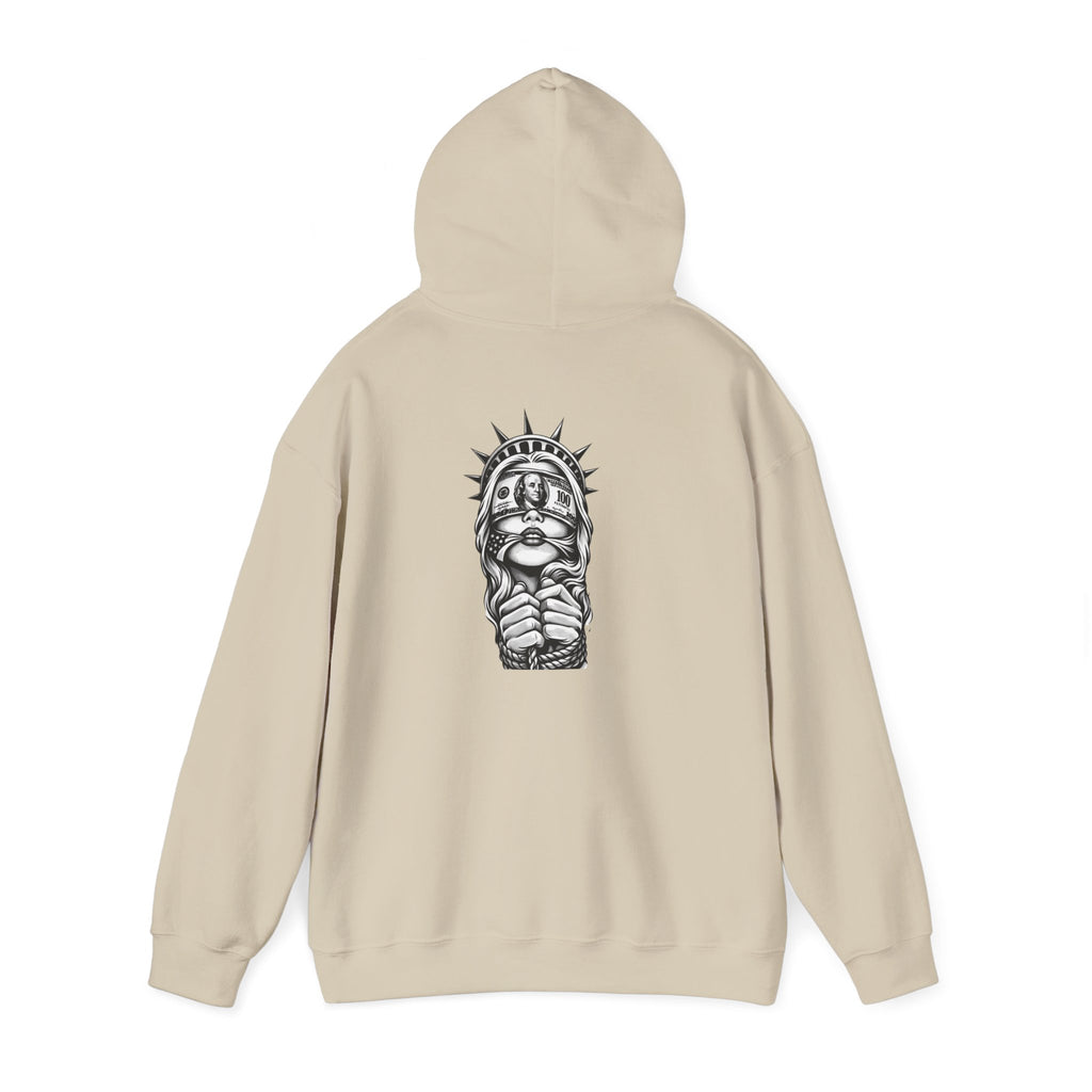 Statue of Liberty Prayer Hands Hoodie — Gothic Liberty Graphic Sweatshirt
