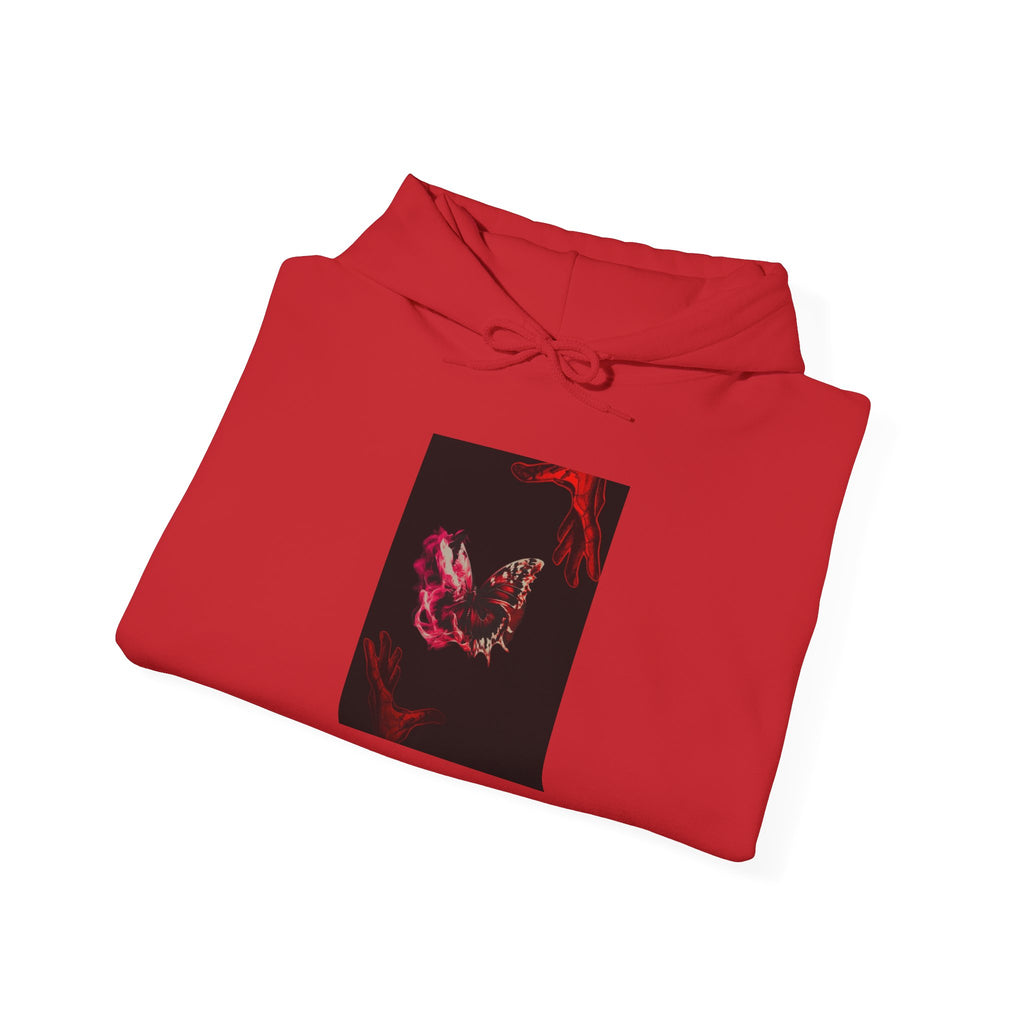 Floral Smoke Hoodie — Dark Red Rose Graphic Hooded Sweatshirt
