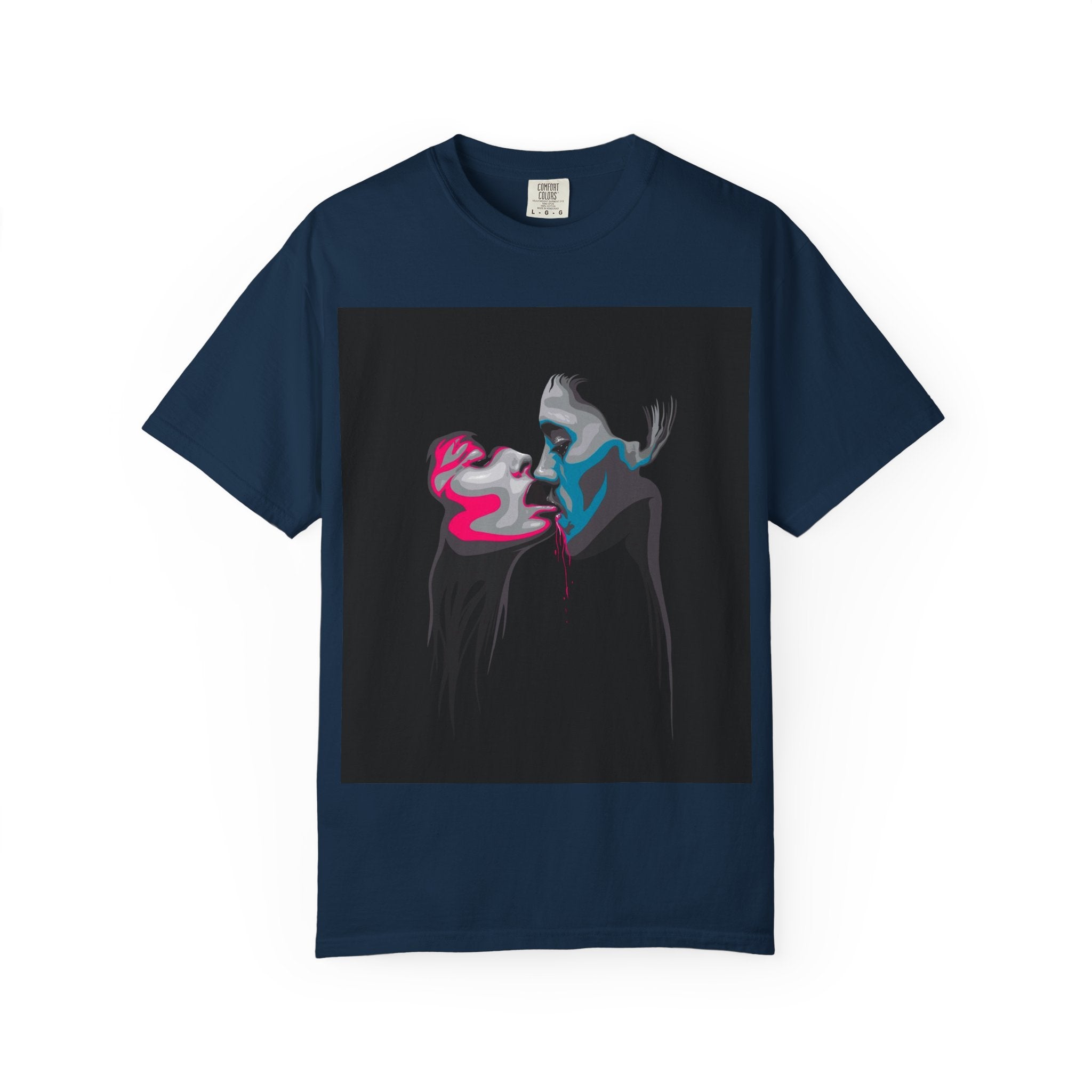 Abstract Neon Kiss T-Shirt — 'Legaciess' Back Logo Graphic Tee