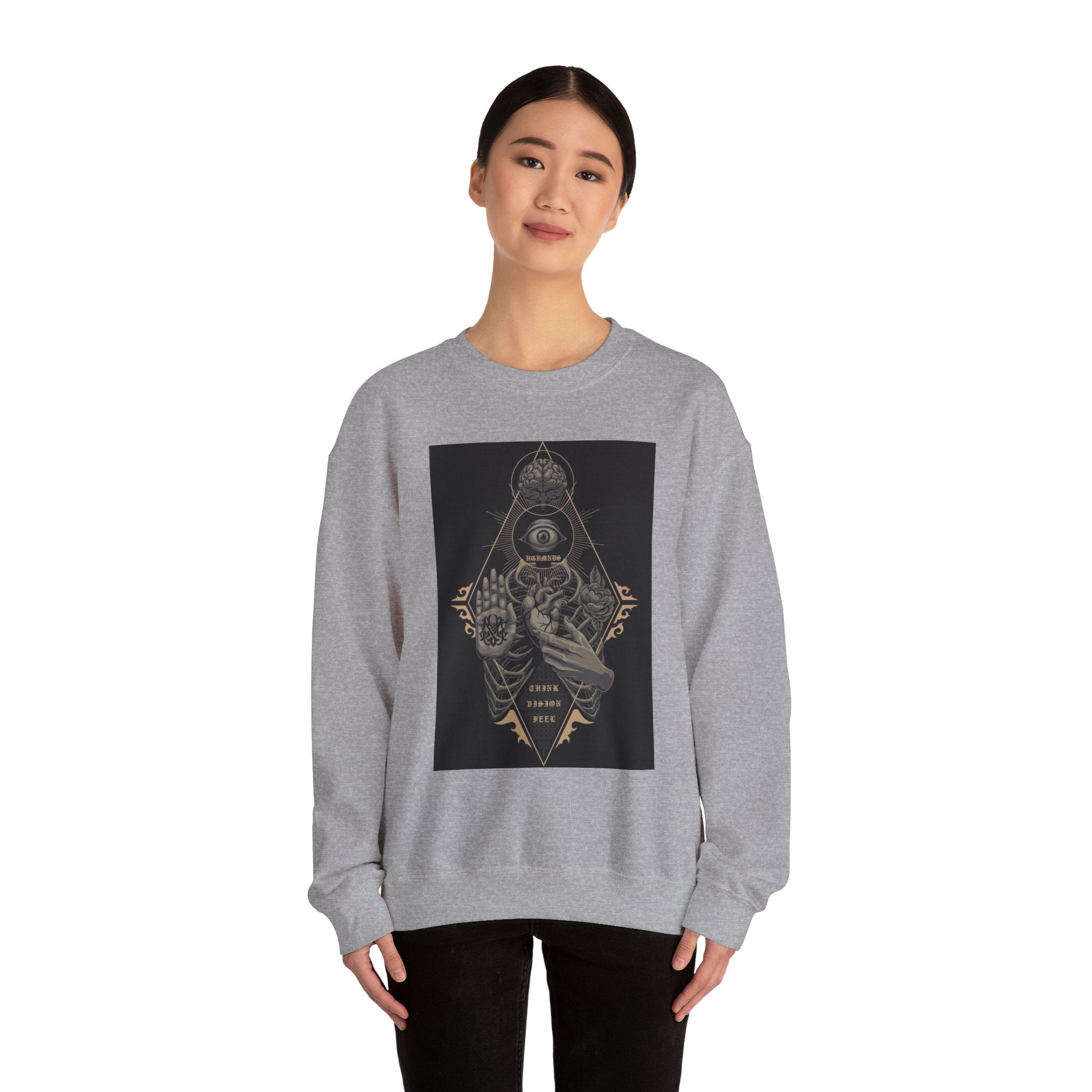 Crewneck Sweatshirt — Occult Skeleton Eye Graphic