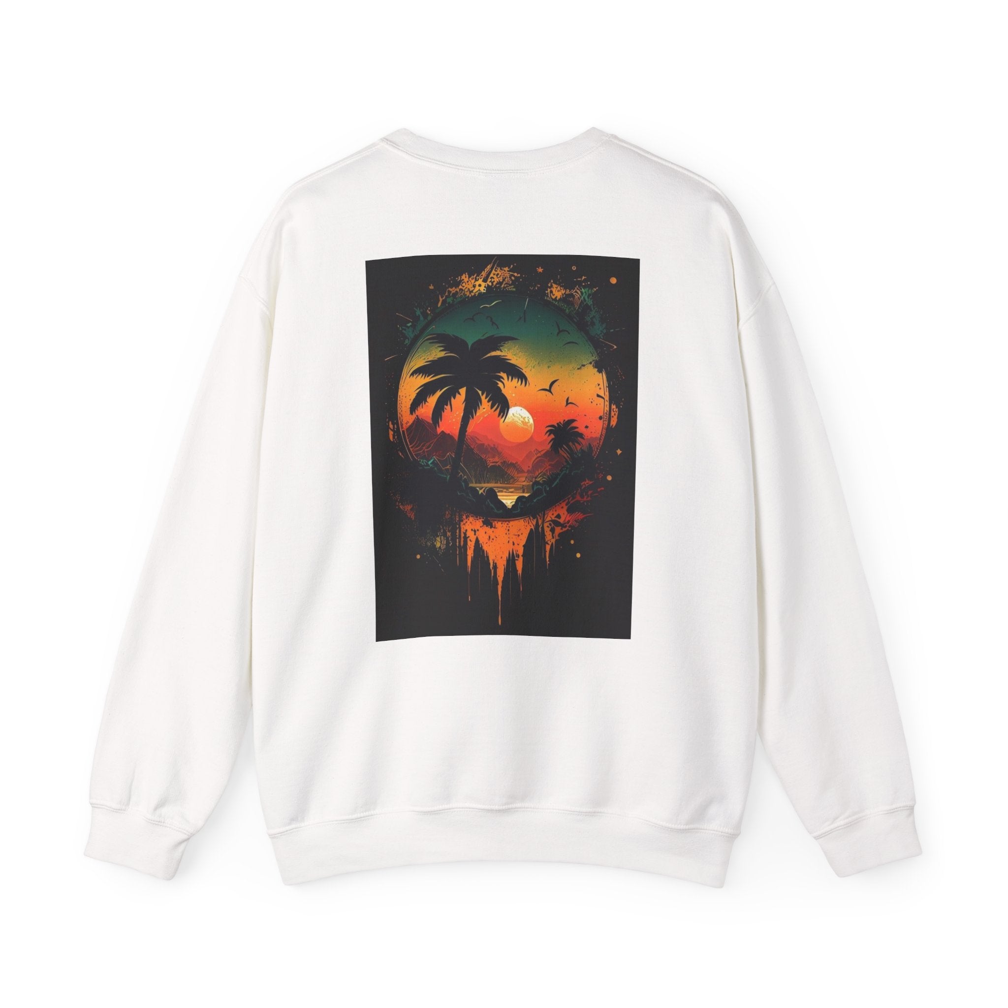Sunset Island Sweatshirt — Tropical Palm Sunset Crewneck