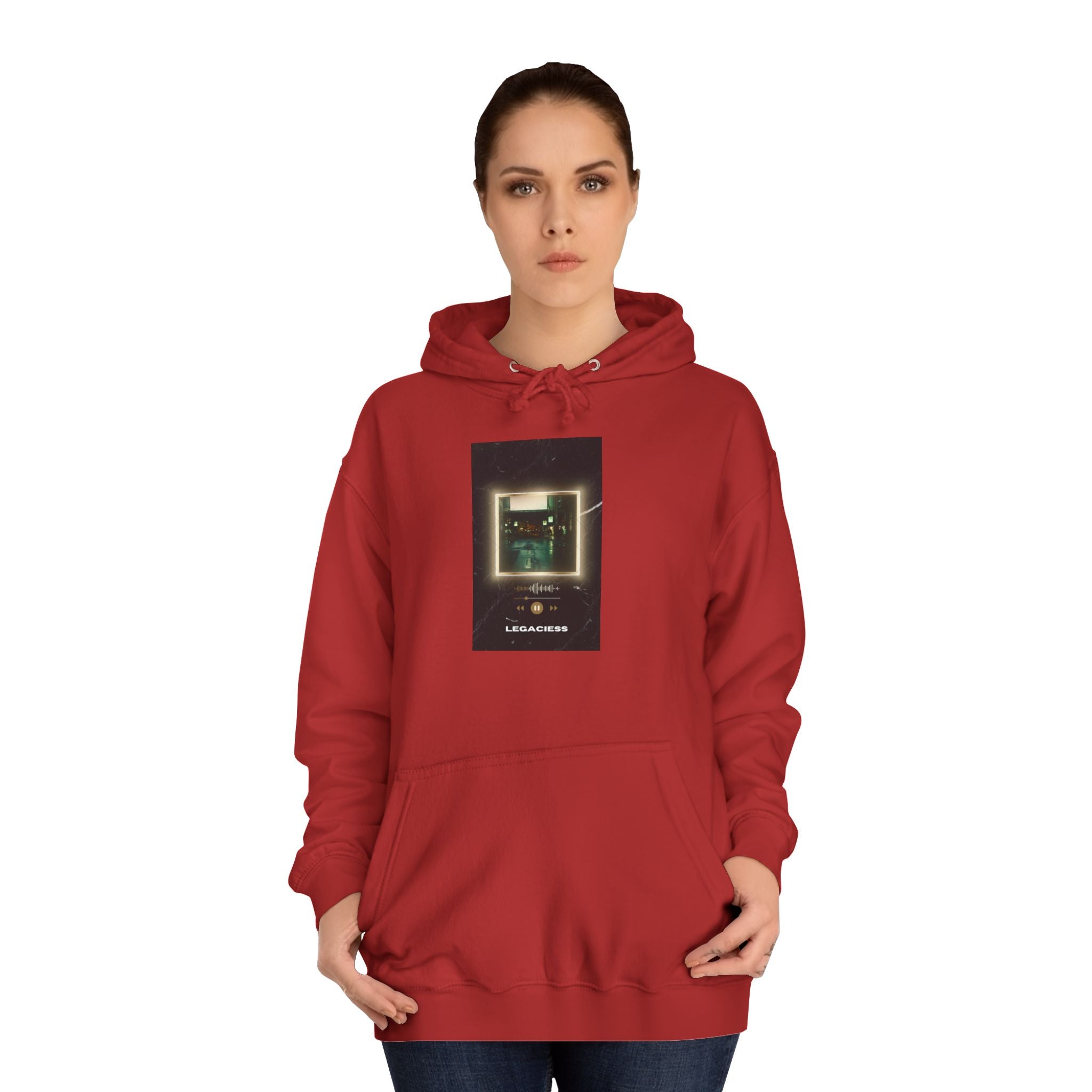 College Hoodie — Retro Neon Square Album Art Design